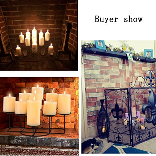 Smtyle Diy 9 Mantle Candelabra Flameless Or Wax Candle Holders For Fireplace With Black Iron Decoration On Desk/Floor #TOP6