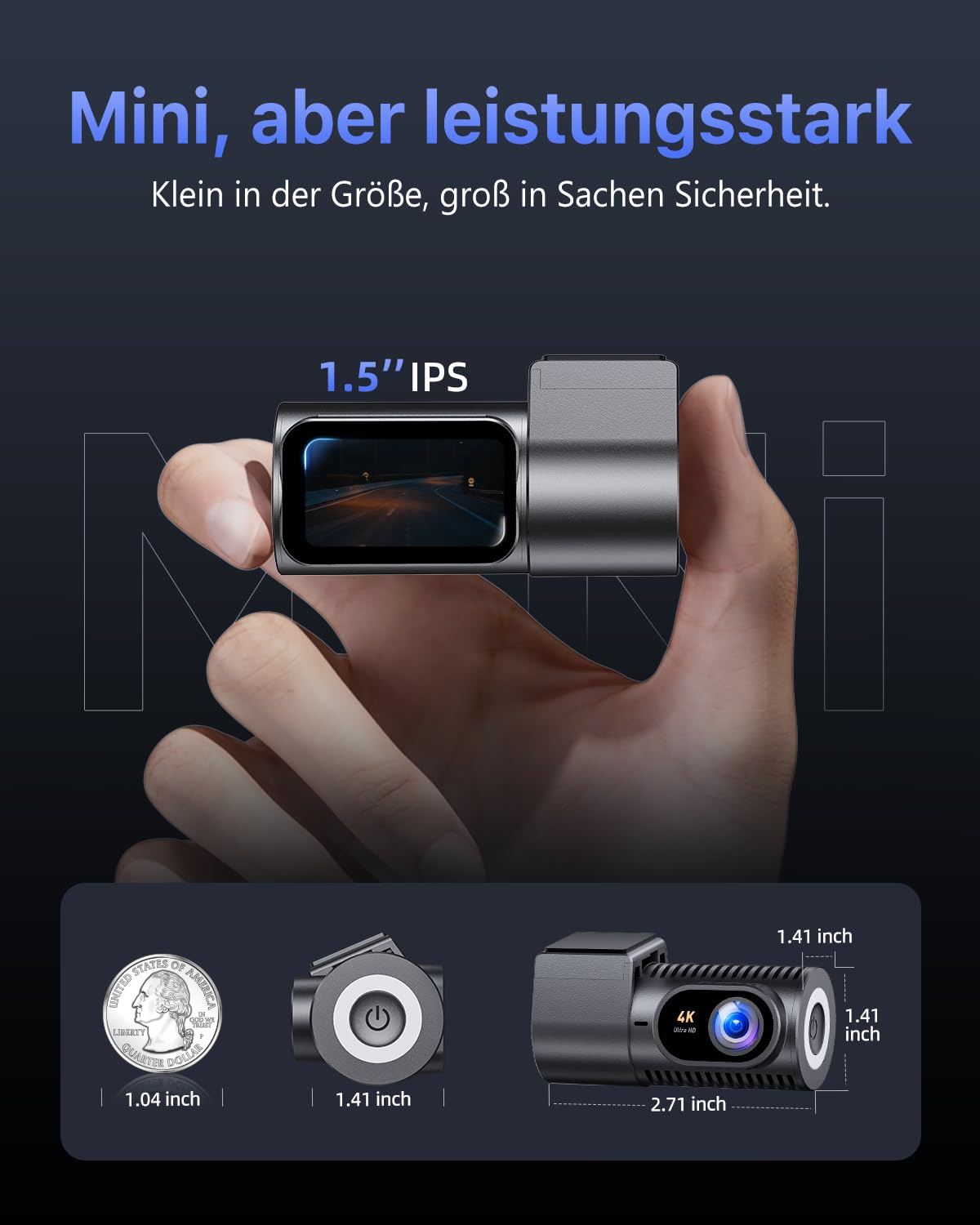IZEEKER 4K Dashcam Auto Mit Wi-Fi 6 - Vorne & Hinten, 32GB SD-Karte Inklusive