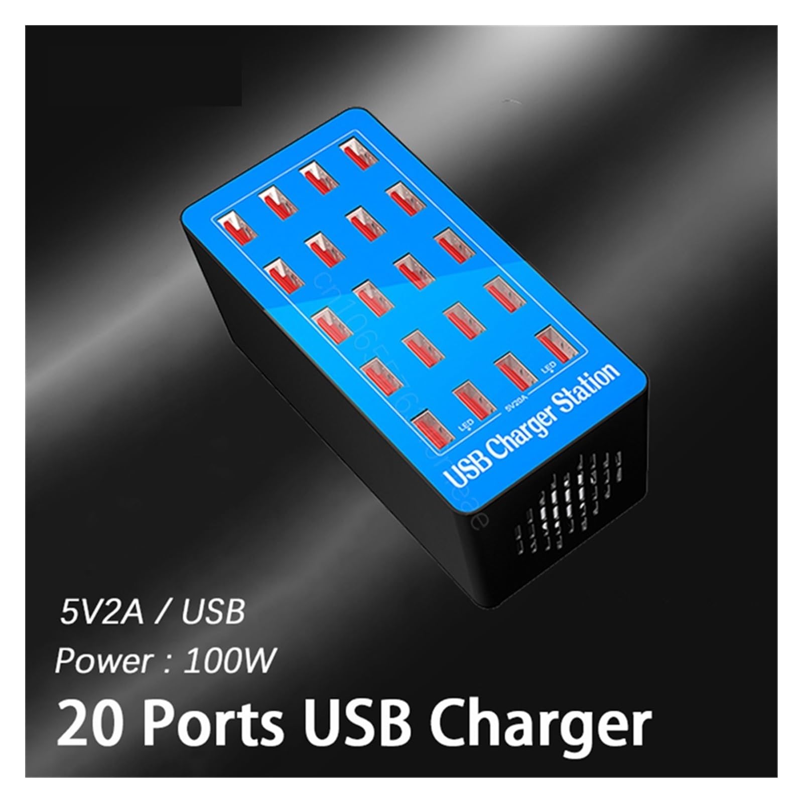 Rapide Chargeur, Charur USB 100W 10/20 Ports, HUB, Station de Char, Prise, Tablette, téléphone,Chargeur USB Voyage/Haute Vitesse(20 Ports 80W Orange)