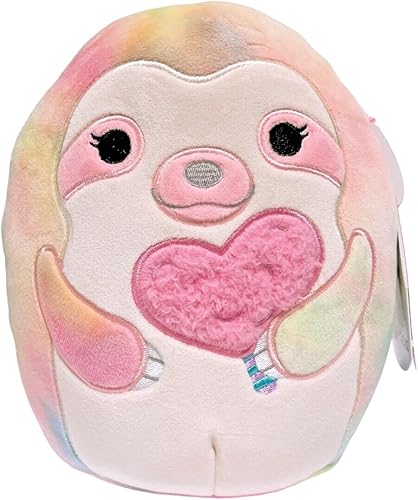 Squishmallows Peluche de San Valentín 2024 de 8 pulgadas (8 pulgadas con corazón perezoso de algodón de caramelo)