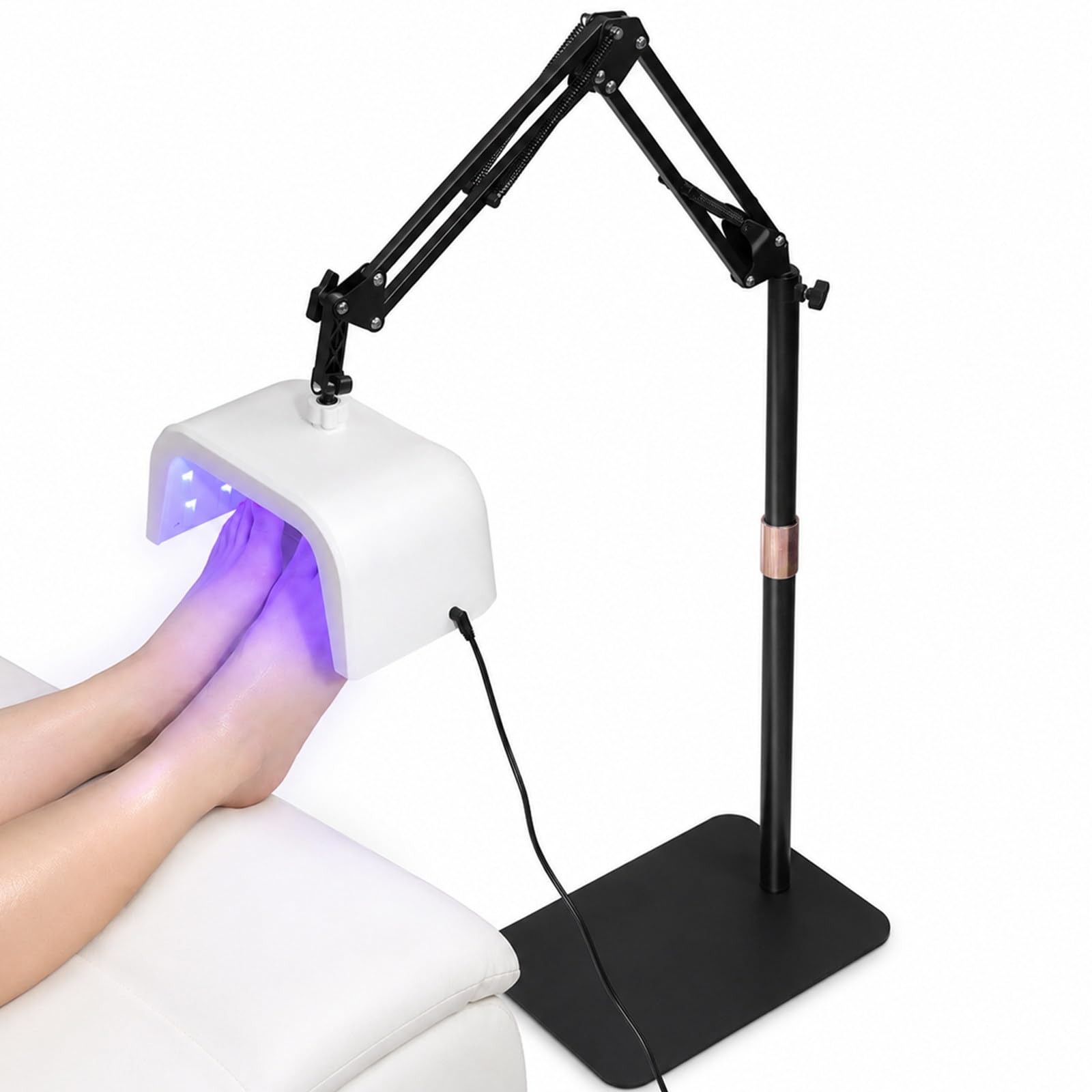 Lampa UV do Stóp ze Stojakiem, Suszarka Żelowa do Pedicure Dłoni i Stóp | Odłączany Stojak 360° do Elastycznego Ustawienia, Czujnik IR, 33 Diody LED, 4 Timery i Lampa Akumulatorowa o Mocy 48 W