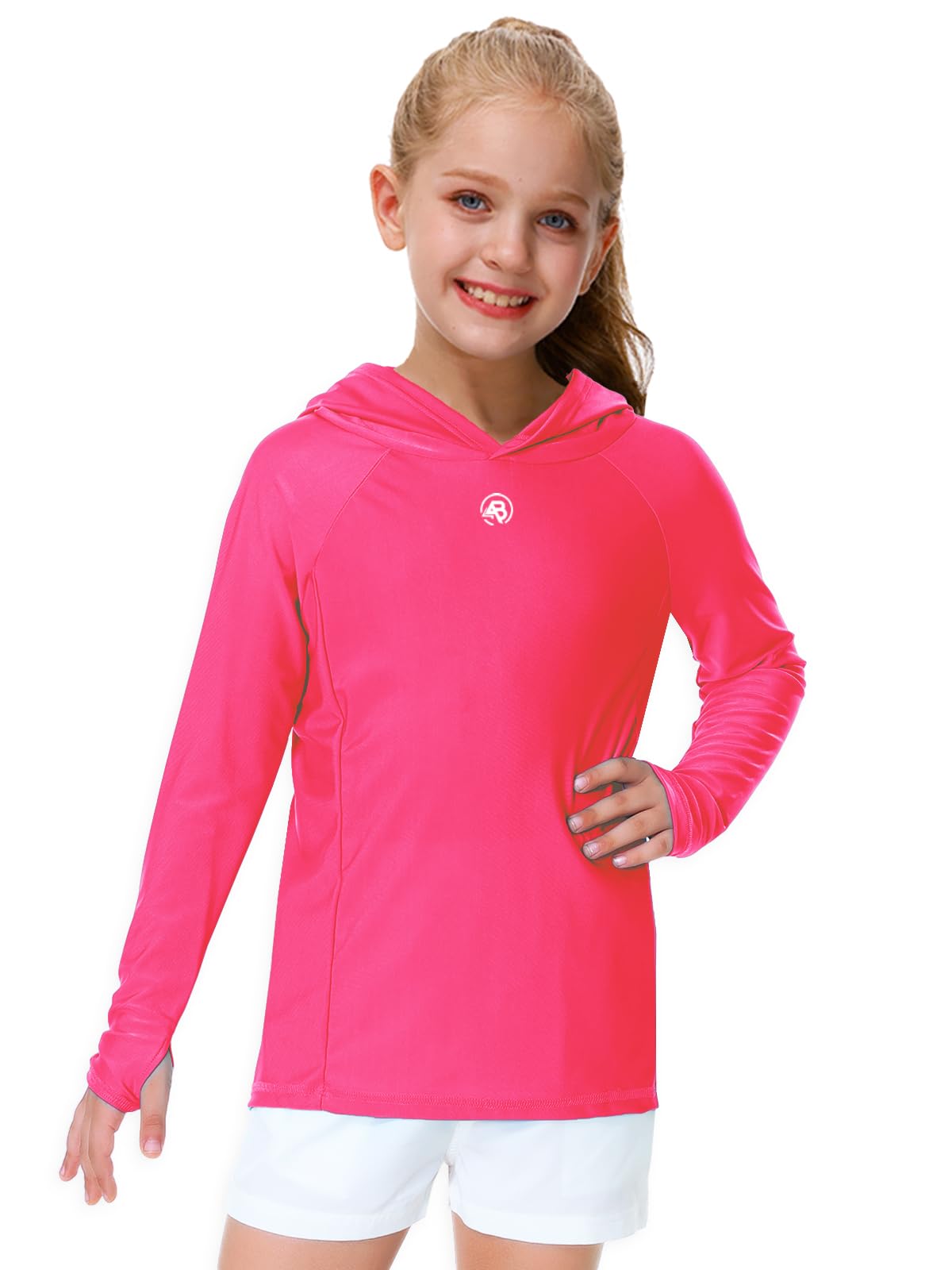 AOBUTE Unisex Kinder Langarm Hoodie Rash Guard Jungen UPF 50+ Badeoberteil mit Daumenloch 3-12 Jahre