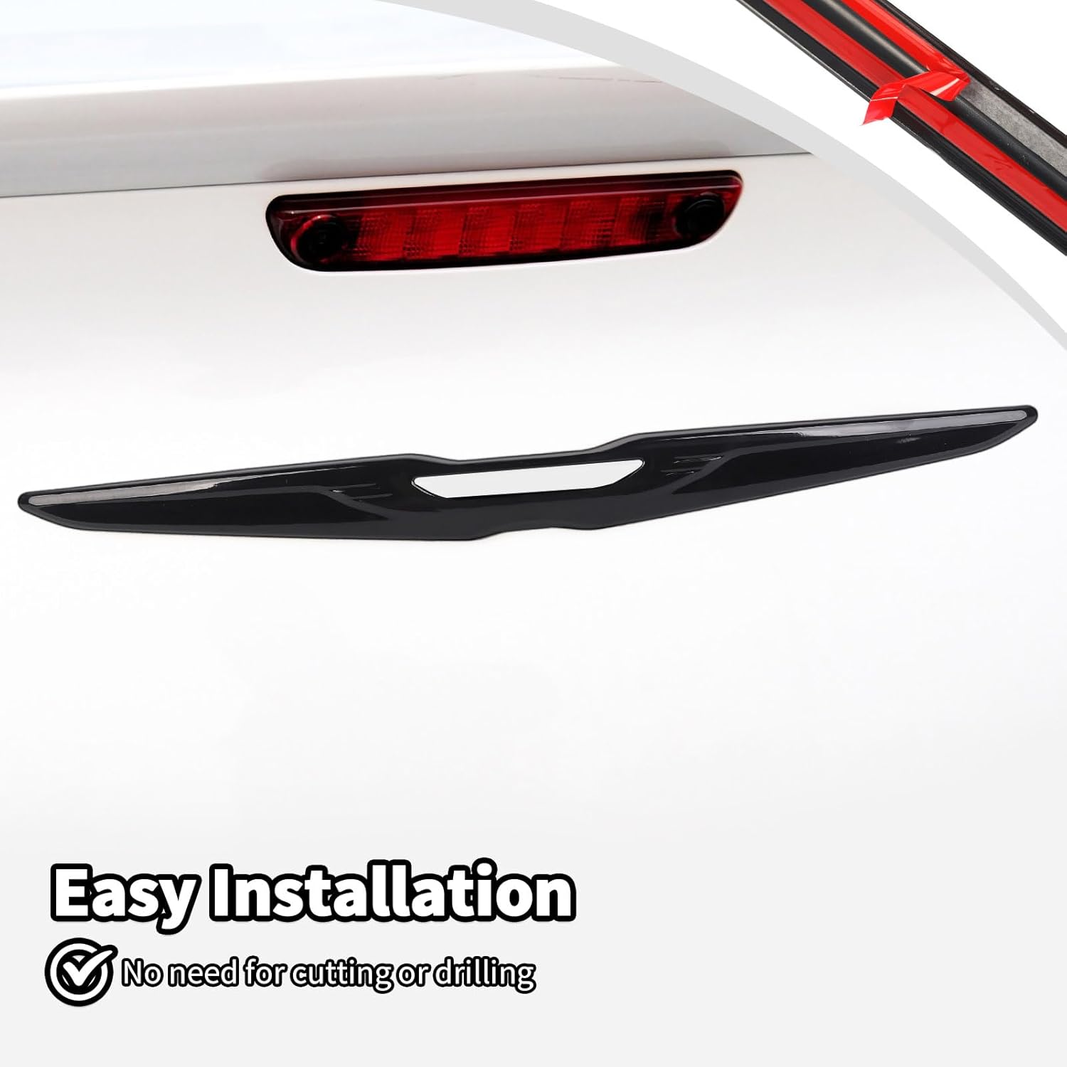 JWWY Rear Emblem Rear Bumper Center Grille Badge Molding Trim Cover Fit for 2011-2025 Chrysler 300 300C Exterior Accessories,abs Black