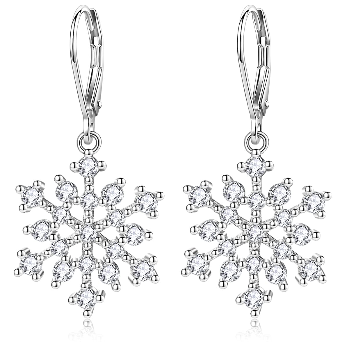 Orecchini a Fiocco di Neve da Donna Argento Sterling 925 con Zirconi Cubici Neve Orecchini Pendenti Gioielli di Natale Regali per Donne