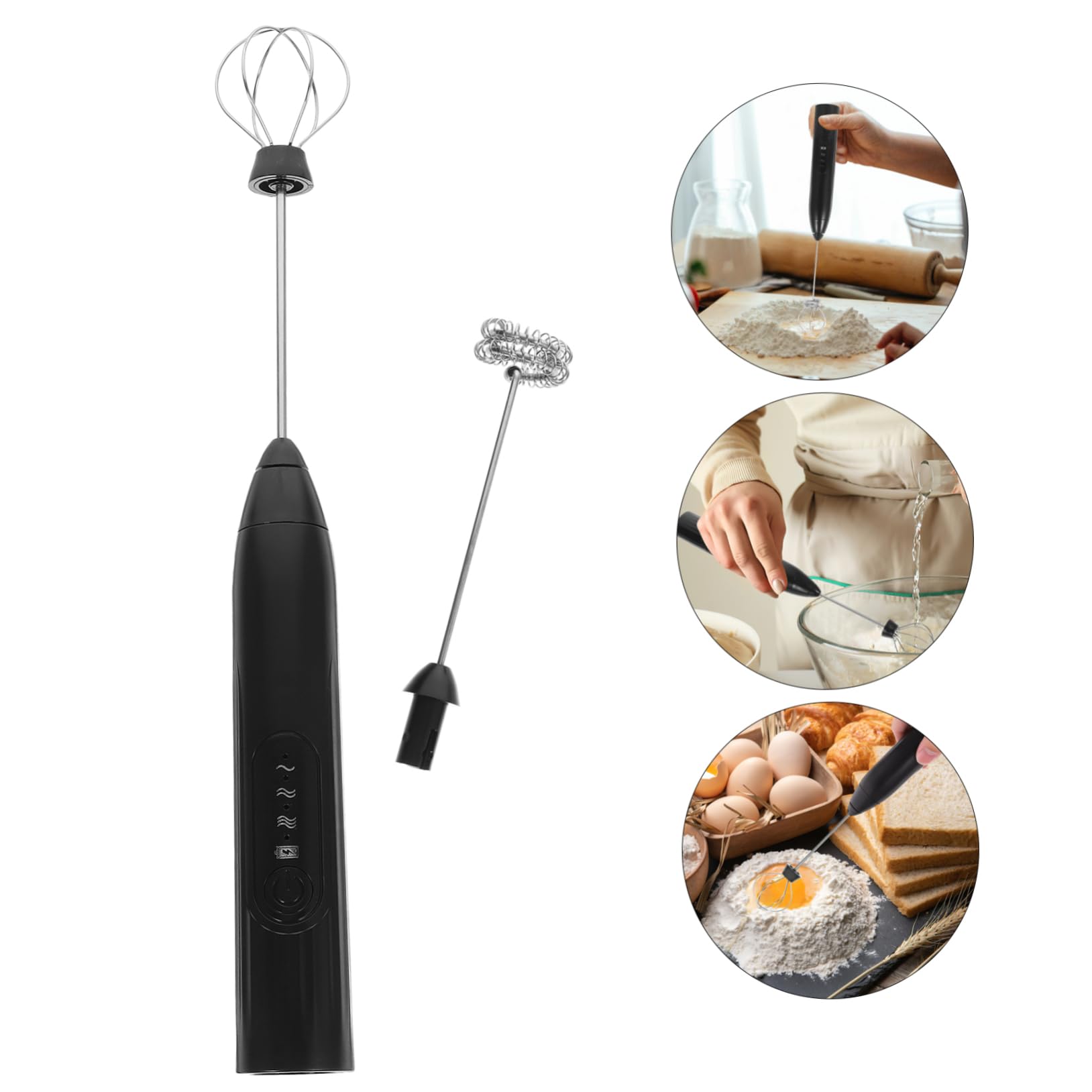 Cabilock Electric Handheld Mixer USB Rechargeable Egg Whisk with Mixer Heads Speed Kitchen Tool for Effortless Blending and Stirring for Desserts and Cooking
