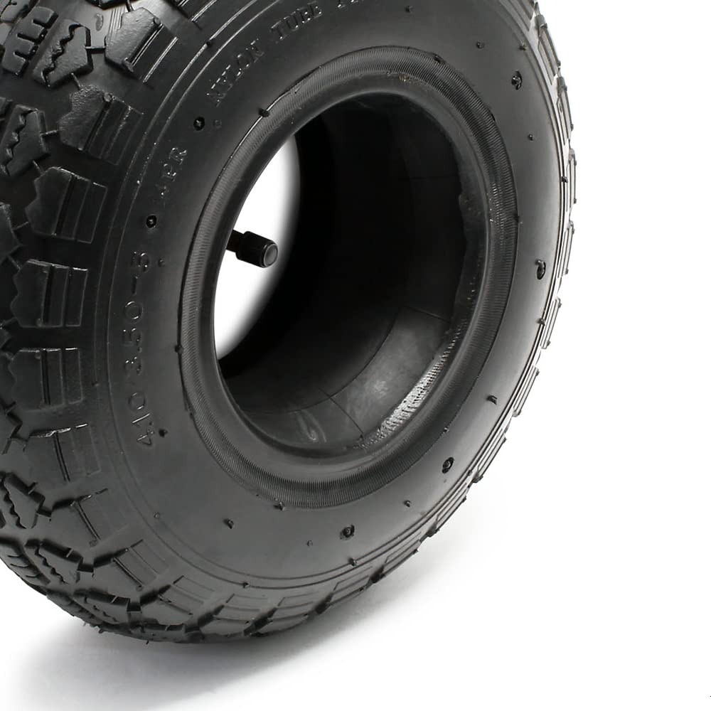 Wiltec 2x Reifenmantel 2x Schlauch für Aufsitzmäher/Rasentraktor 11x4.00-4 4PR Winkelventil