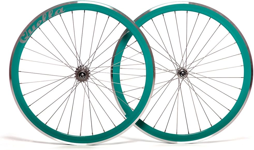Quella 700C Turquoise Single Speed 40mm Deep-V Fixie Flip-Flop hub Wheels