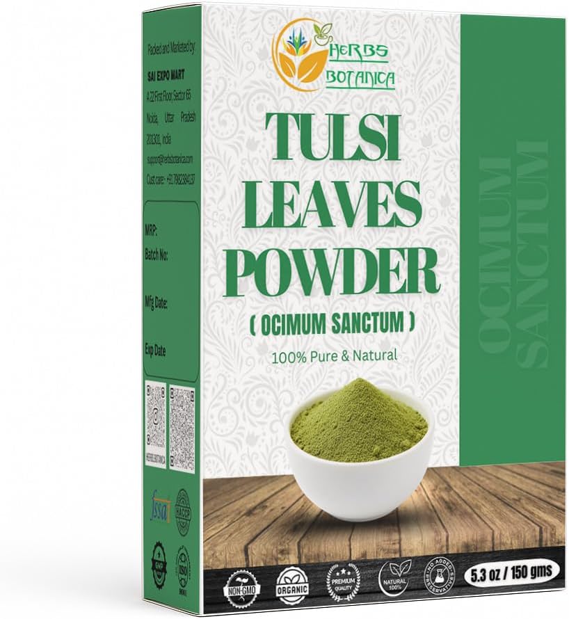 Herbs Botanica Tulsi Powder (Holy Basil Powder) Ocimum Sanctum 5.3 oz / 150 GMS