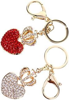 [Tofficu] 2個スパークリングラインストーンハートキーホルダー バレンンカップルエンブレム バッグチャーム レディース用