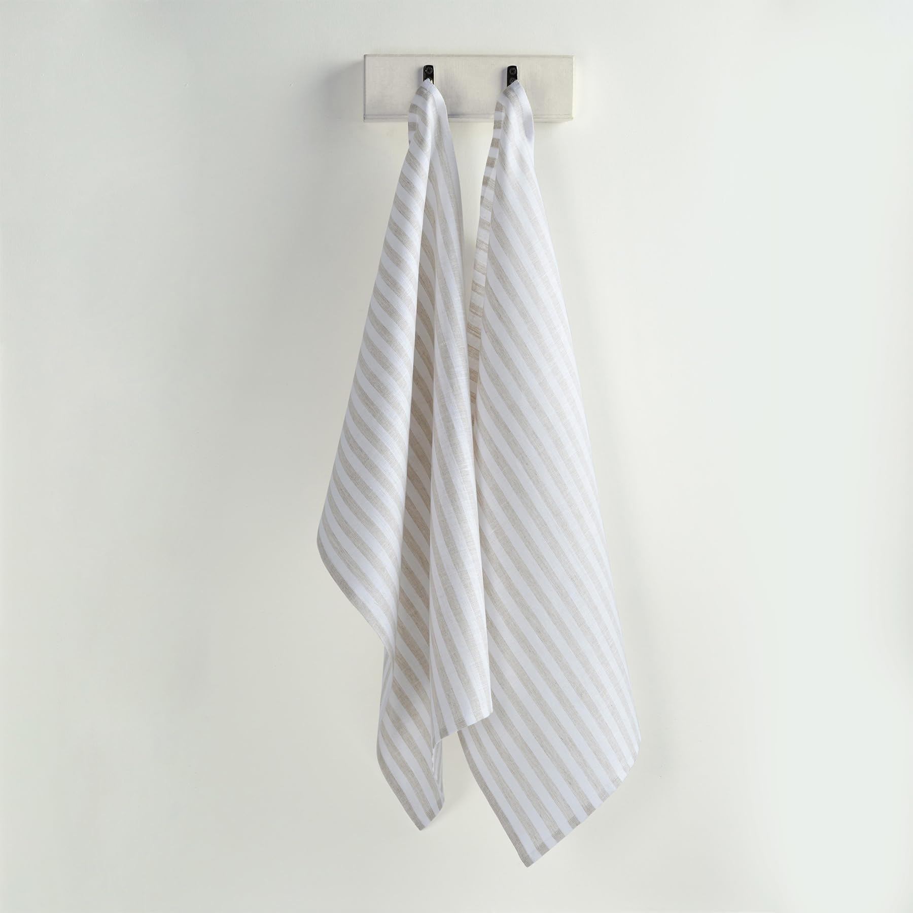 Solino Home Küchentücher, 100 % Leinen, 43,2 x 66 cm, Naturstreifen, 2