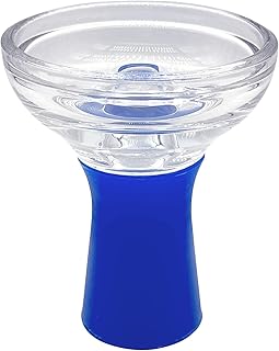 Hookah Bowl High-Temp Resistant Glass Shisha Bowl Compatible with Heat Management Systems Enhance Your Hookah Experience with Premium Replacement Bowl (Color : Blue)