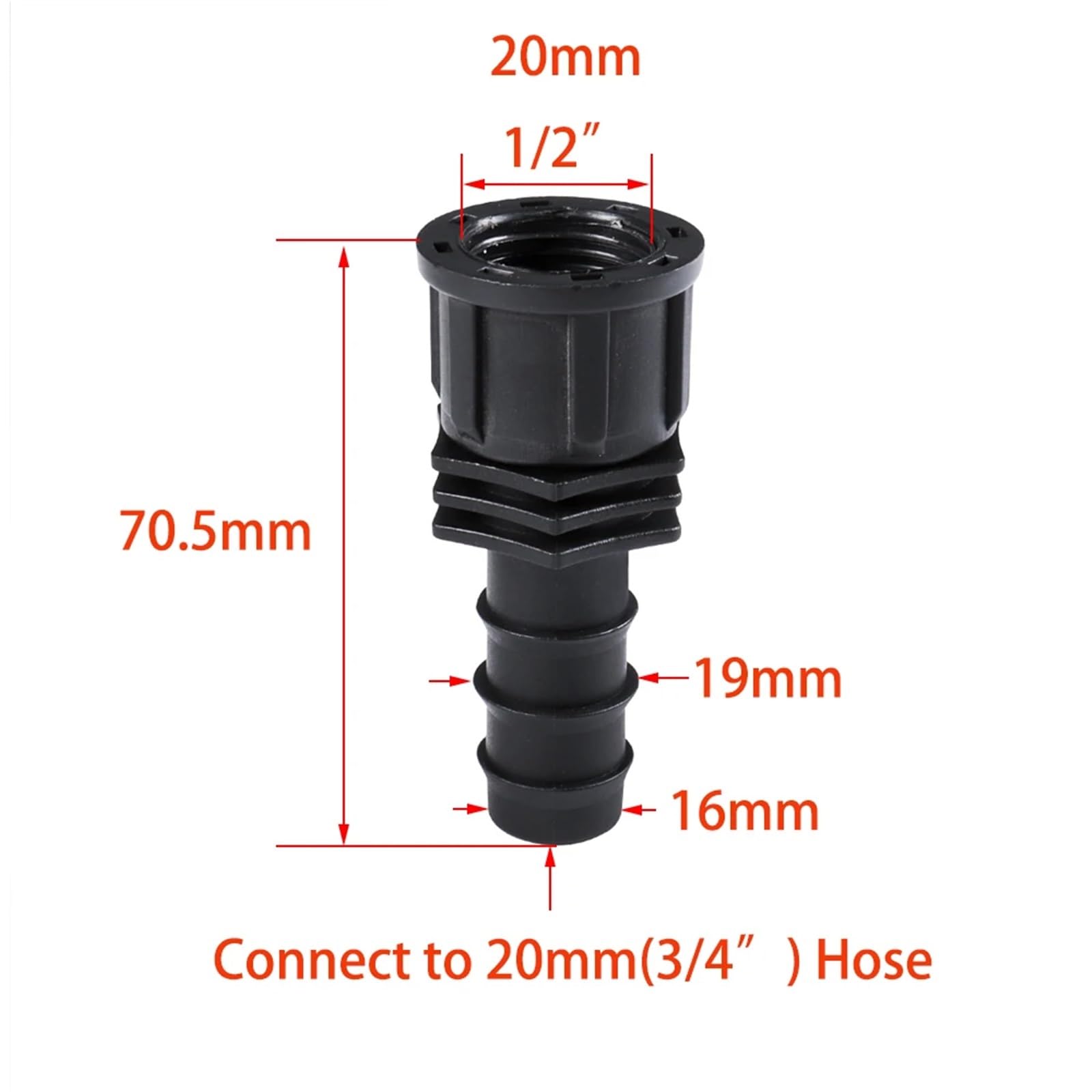 8 connettori per tubo da giardino, 16 mm, 20 mm, 25 mm, filettatura