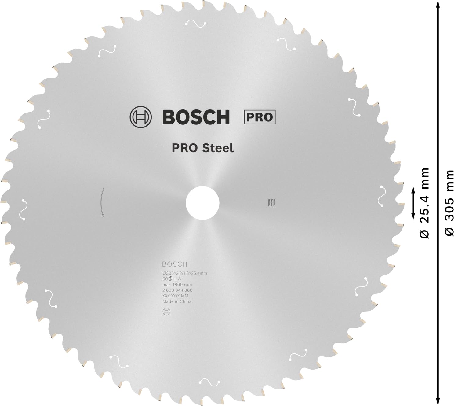 Bosch 1x Hojas de sierra circular PRO Steel para sierras ingletadoras en seco con cable (para Acero, Ø mm, Professional Accesorios Ingletadora en seco)