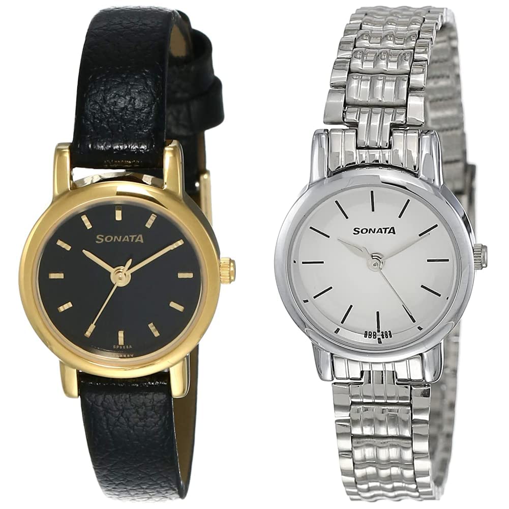 Sonata Women Leather Analog Black Dial & White Dial (Nj8976Yl03W + Nj8976Sm01W) | Rakshabandhan Gifts, Band Color-Assorted (B07N333CGJ) Amazon Price History, Amazon Price Tracker