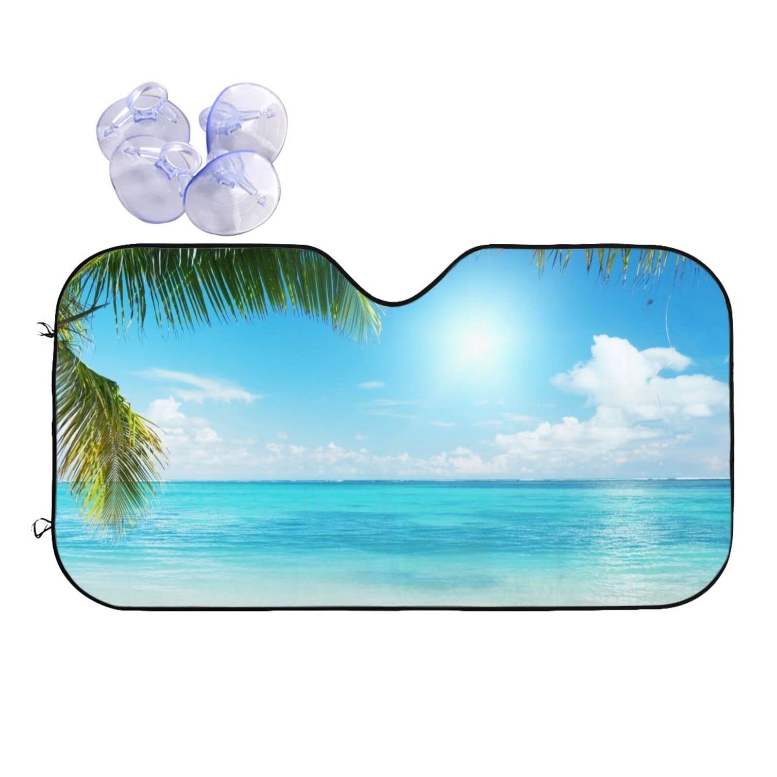 Photo 1 of Aneyhoz Beach Car Sun Shade Windshield for Men Foldable Uv Ray Reflector Car SUV Truck 55x29.9inches, Medium