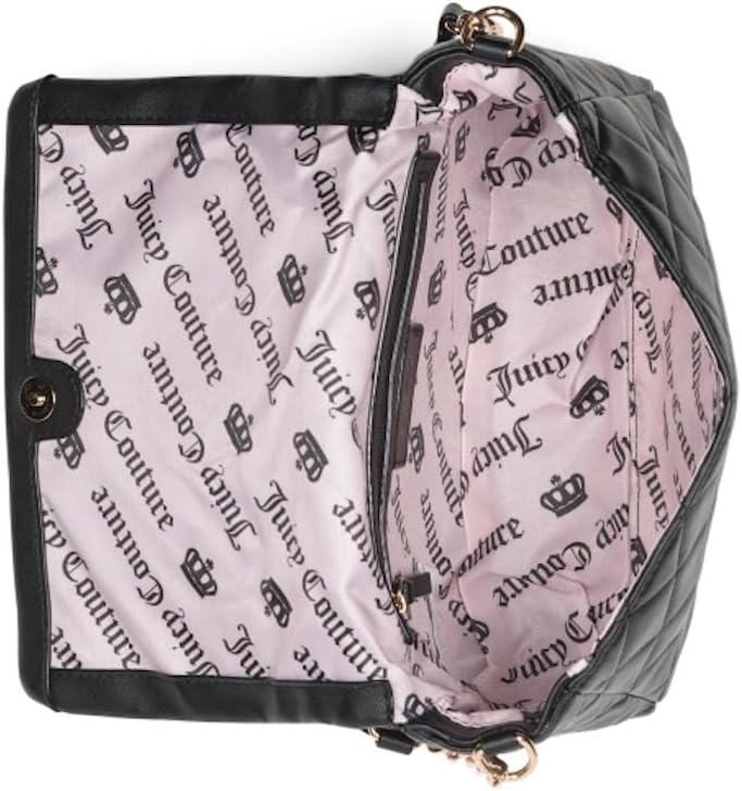 Juicy Couture Girl Only Flap Crossbody, Quilted Convertible Bag, 10x6.5 Inch