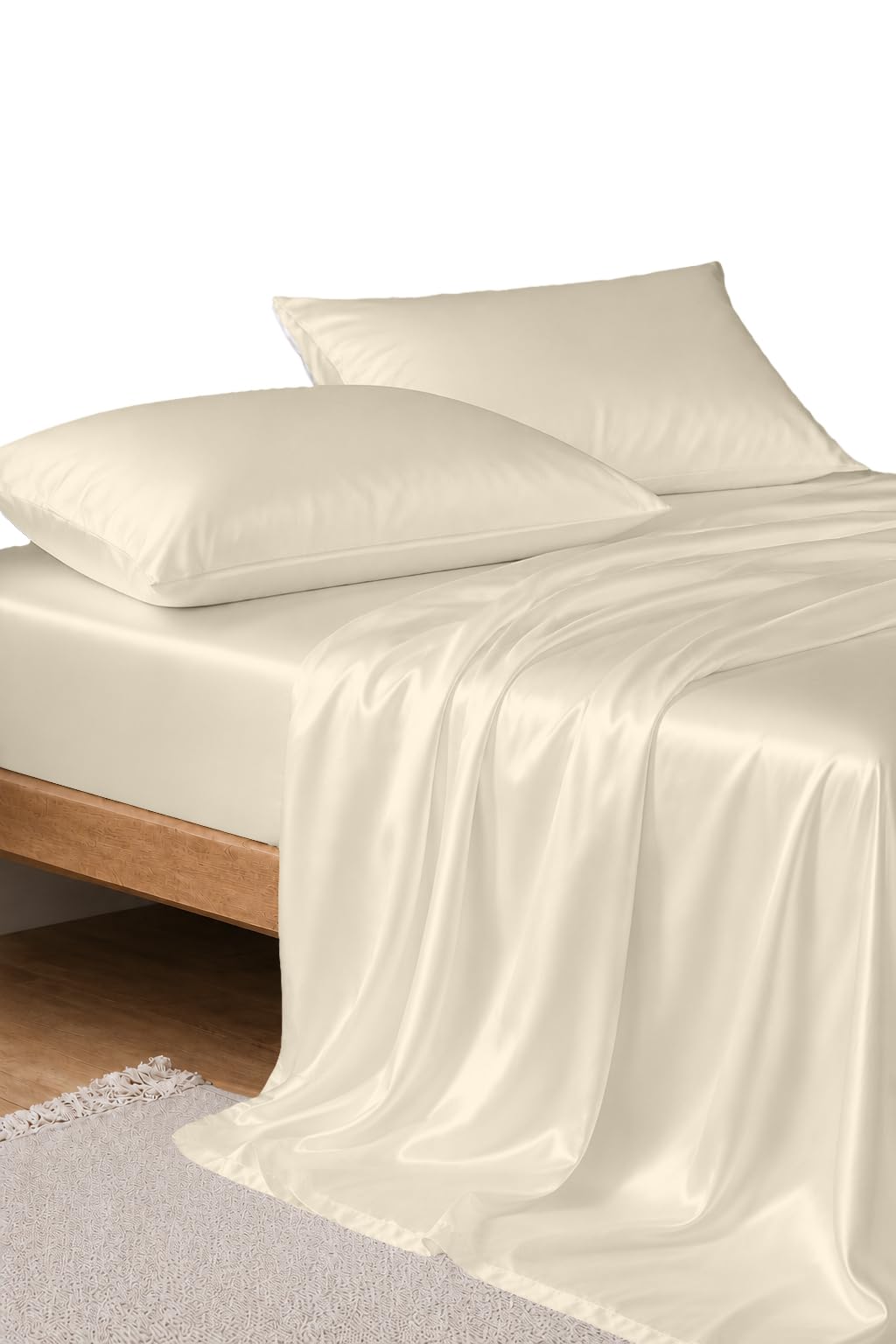 4 PC Silky Microfiber Sheet Set- 8" Deep Pocket- Ivory- Queen Size-image-24