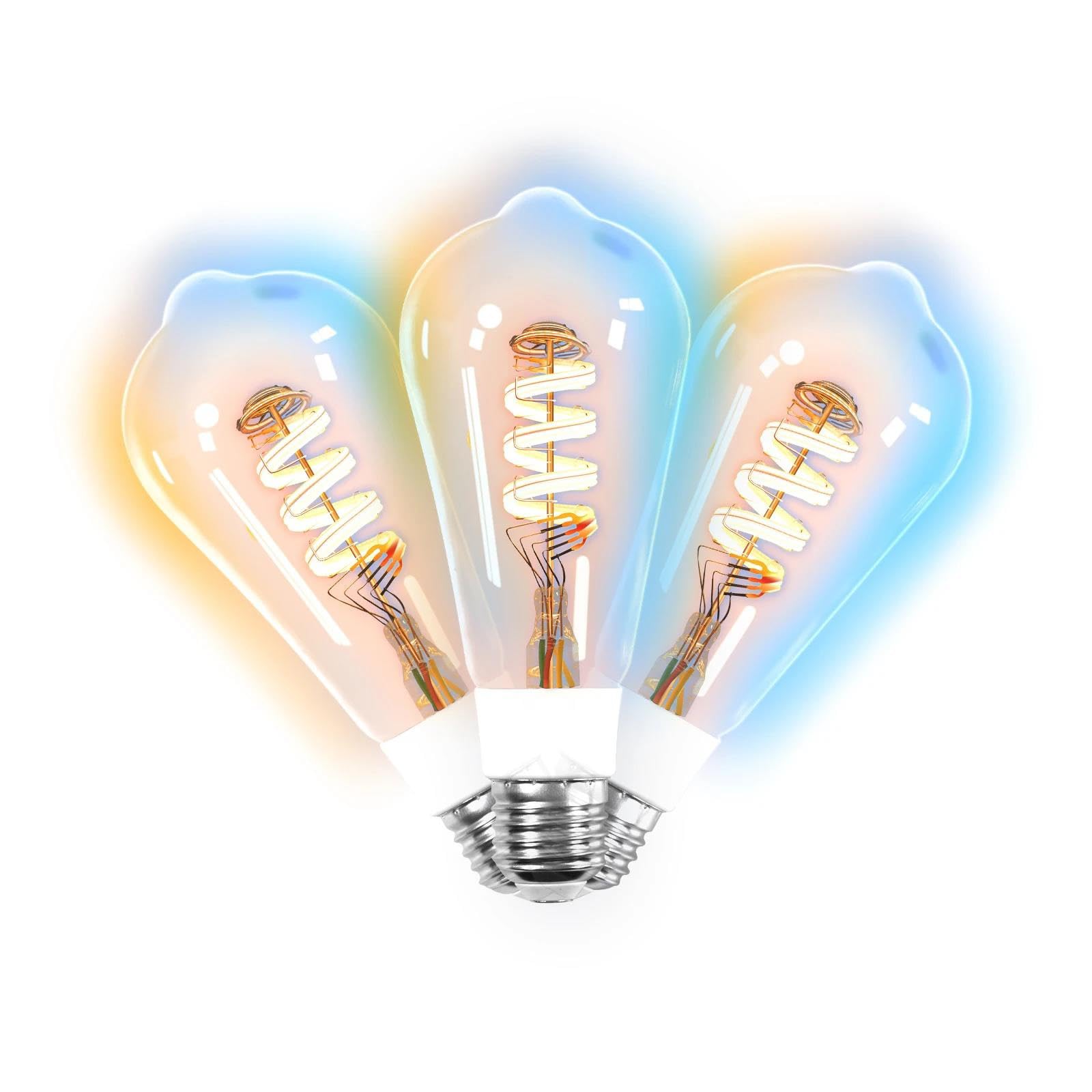 Lampadina LED Tuya Smart ST64 Edison WiFi Dimmerabile 16M Colori RGB 2700K-6500K Compatibile con Alexa Google Home,3pcs