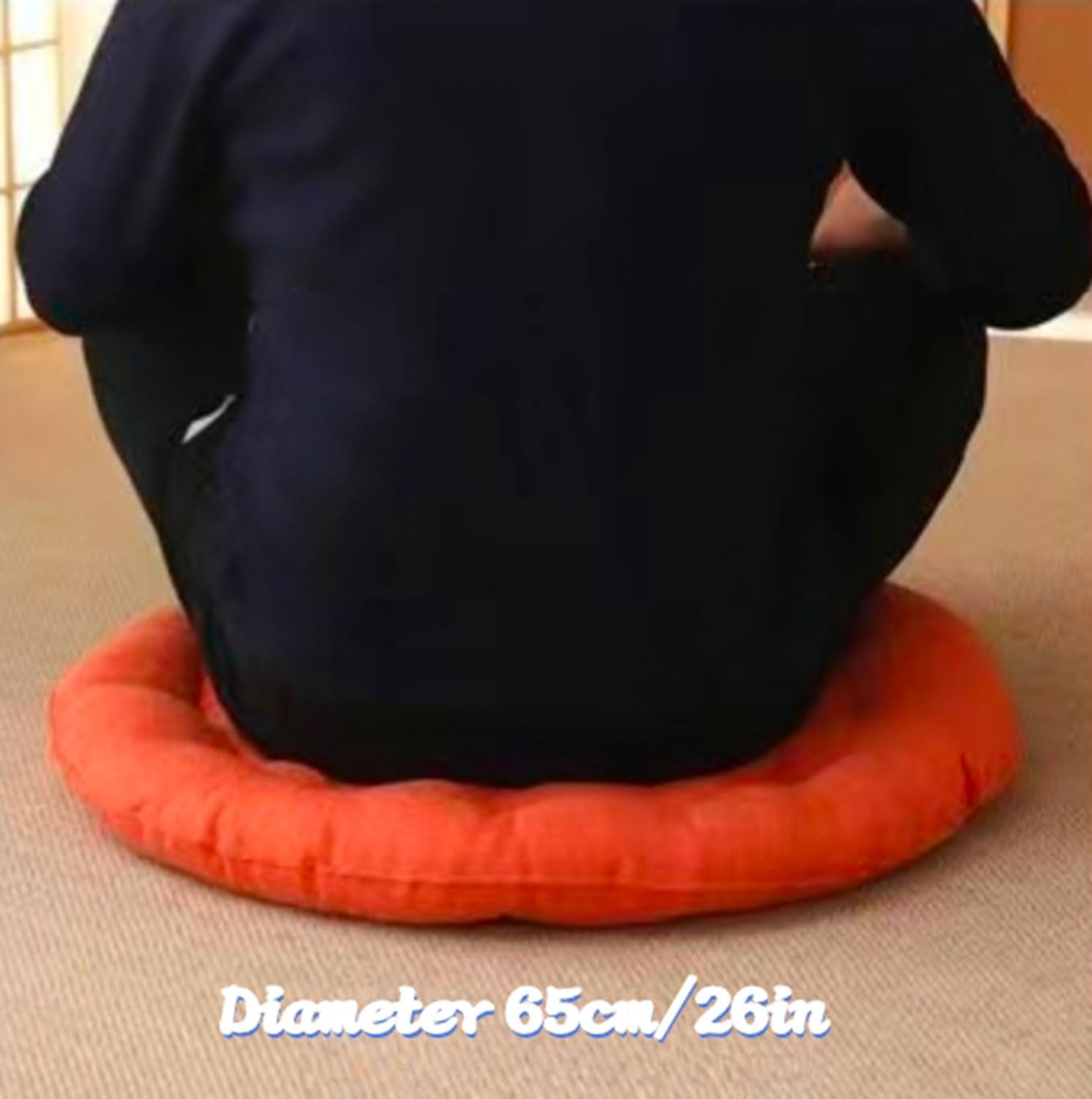 Large Linen Floor Cushions,Round Futon Pillows Japanese Style Tufted Floor Pillows Meditation Cushions for Seating On Pad for Yoga Sofa Balcony(Size:65x65cm(26x26inch),Color:Beige)