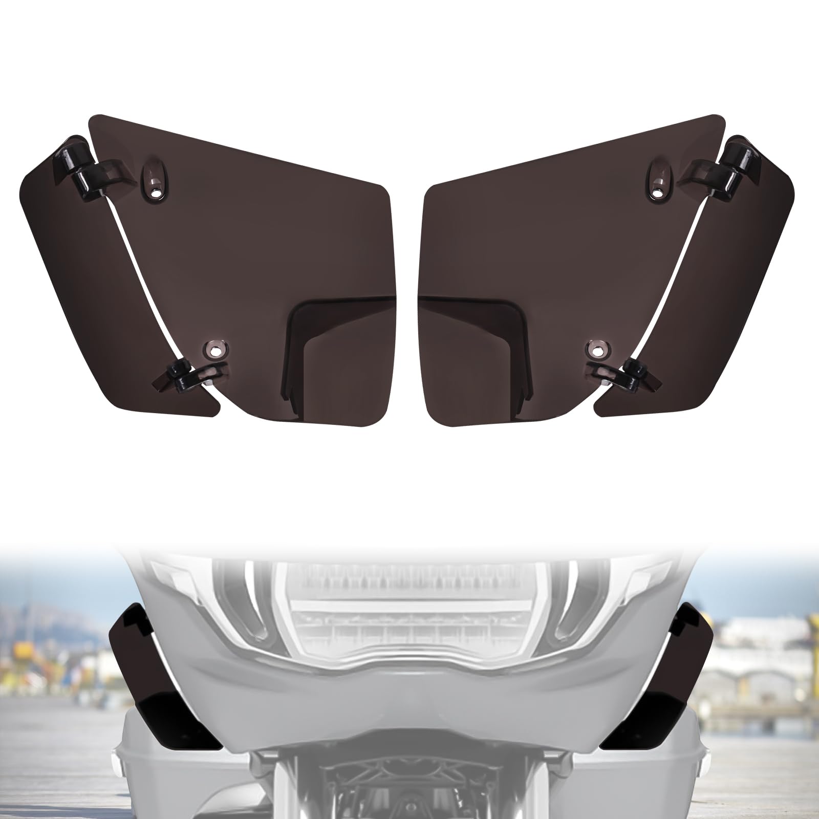 View 1 of [HEAVILY USED] LUXEMOTO Smoked Wind Deflector Side Wings for Harley Road Glide 2024+