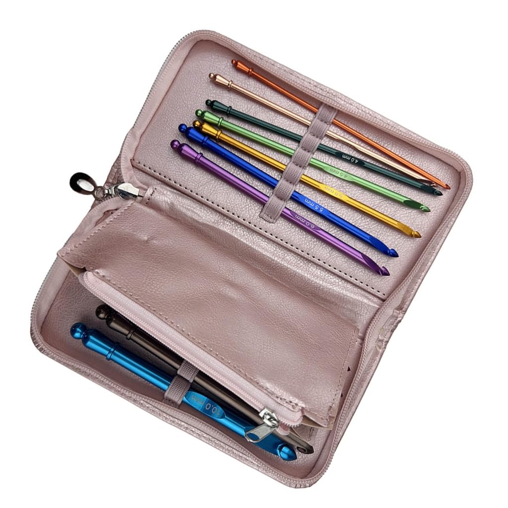 12 szt. szydełka do robienia na drutach zestaw ergonomicznych igieł do szydełkowania z etui