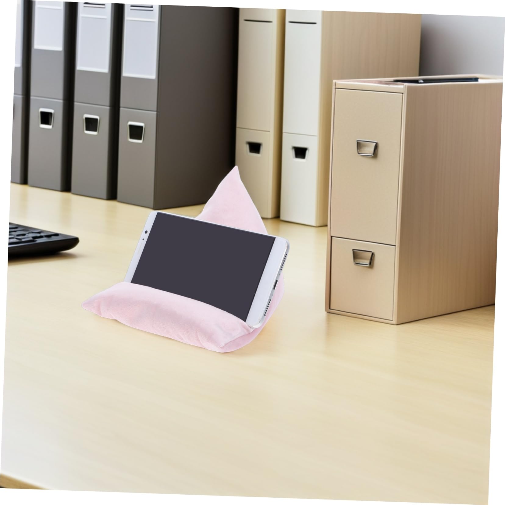 Support Oreiller Tablette Rose Multi-Angle en Peluche pour Lecture
