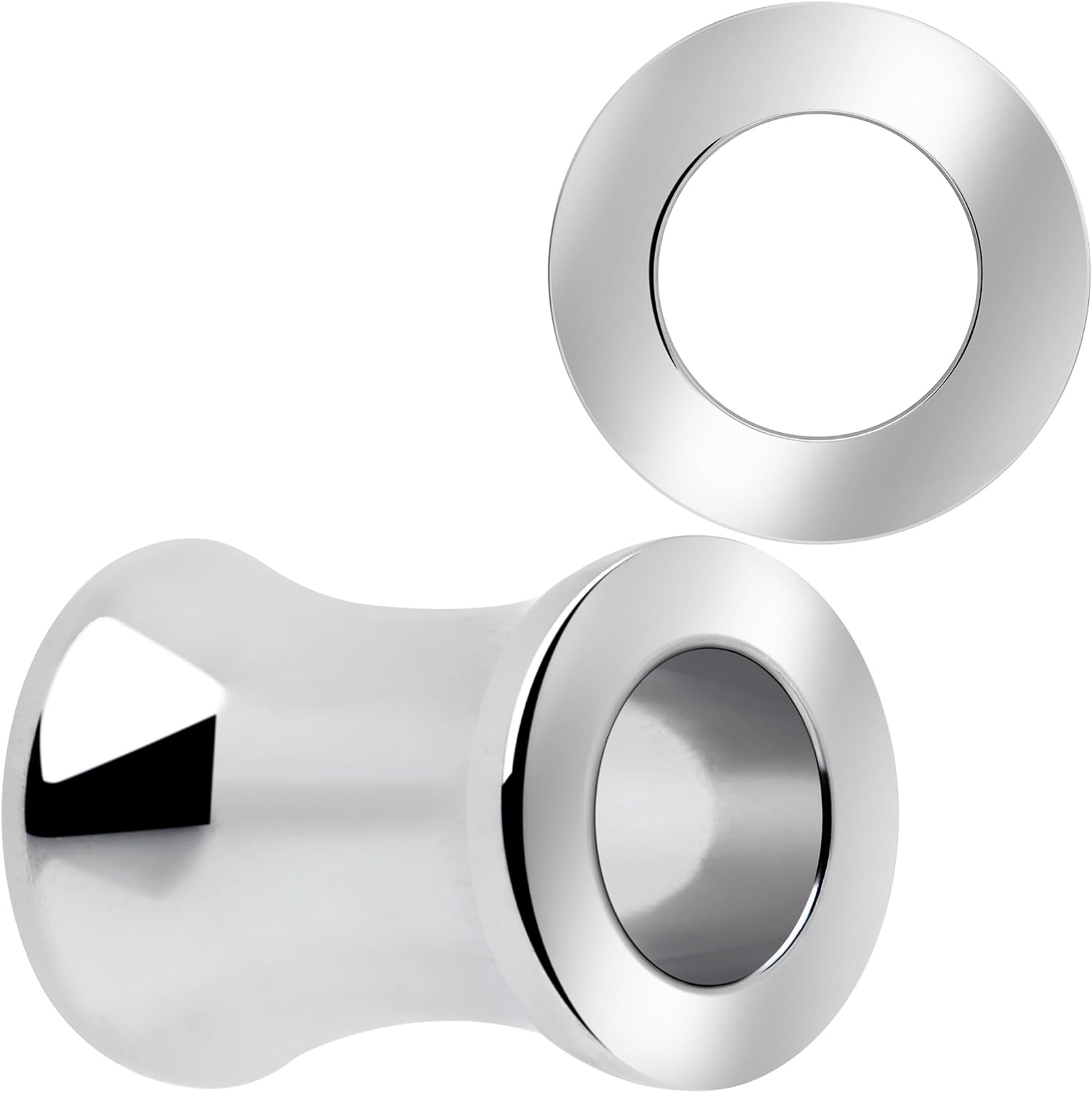 Body Candy Double Flare Tunnel Plug Set - 316L Stainless Steel Thick Hand Polished Ear Gauges for Women Men