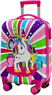 JUNIOR JOE 20 Inch ABS 4 Double 360 Degree Wheels Travel Trolley Suitcase for Kid's Mother (Multicolour) Price In India