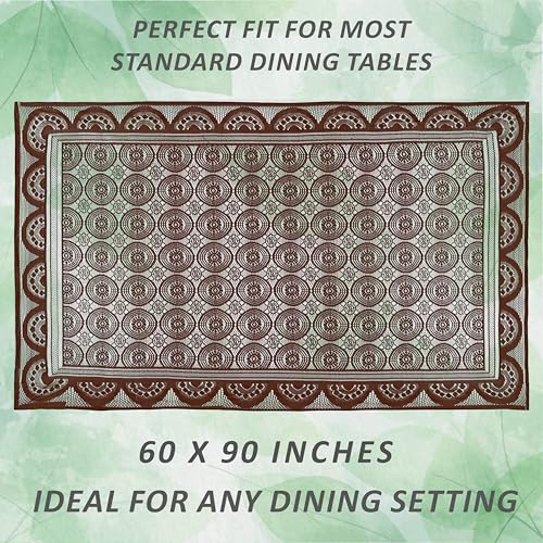 Image of Kuber Industries Circle Design Cotton 6 Seater Dining Table Cover (Brown, CTKTC32649)