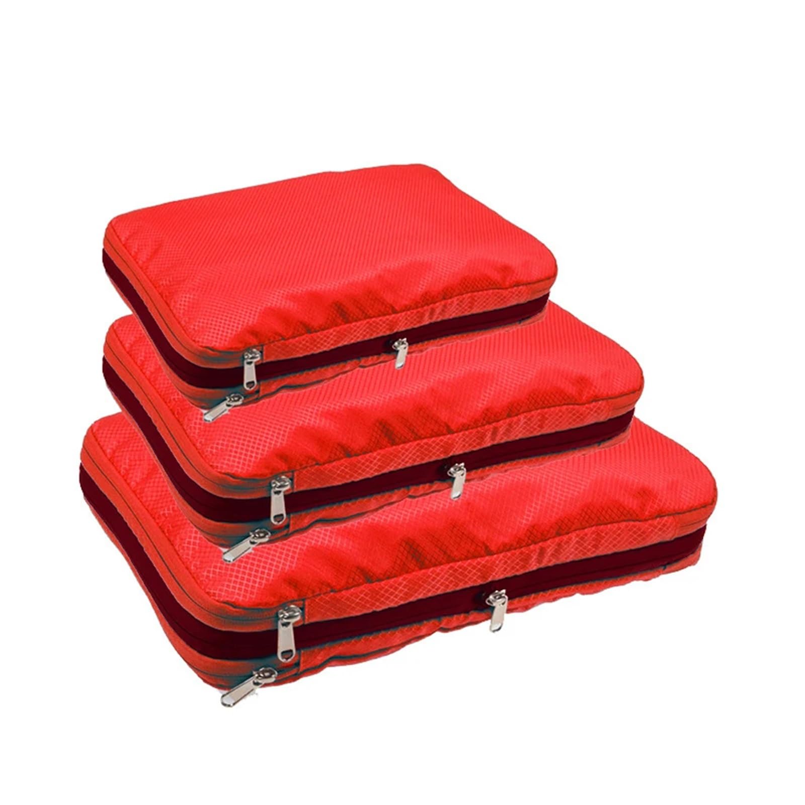Travel Organizer Compression Packing Clothes Storage Bags Double Layer Portable Large Capacity/Waterproof Cube Zip Bag for Suitcases(Red)