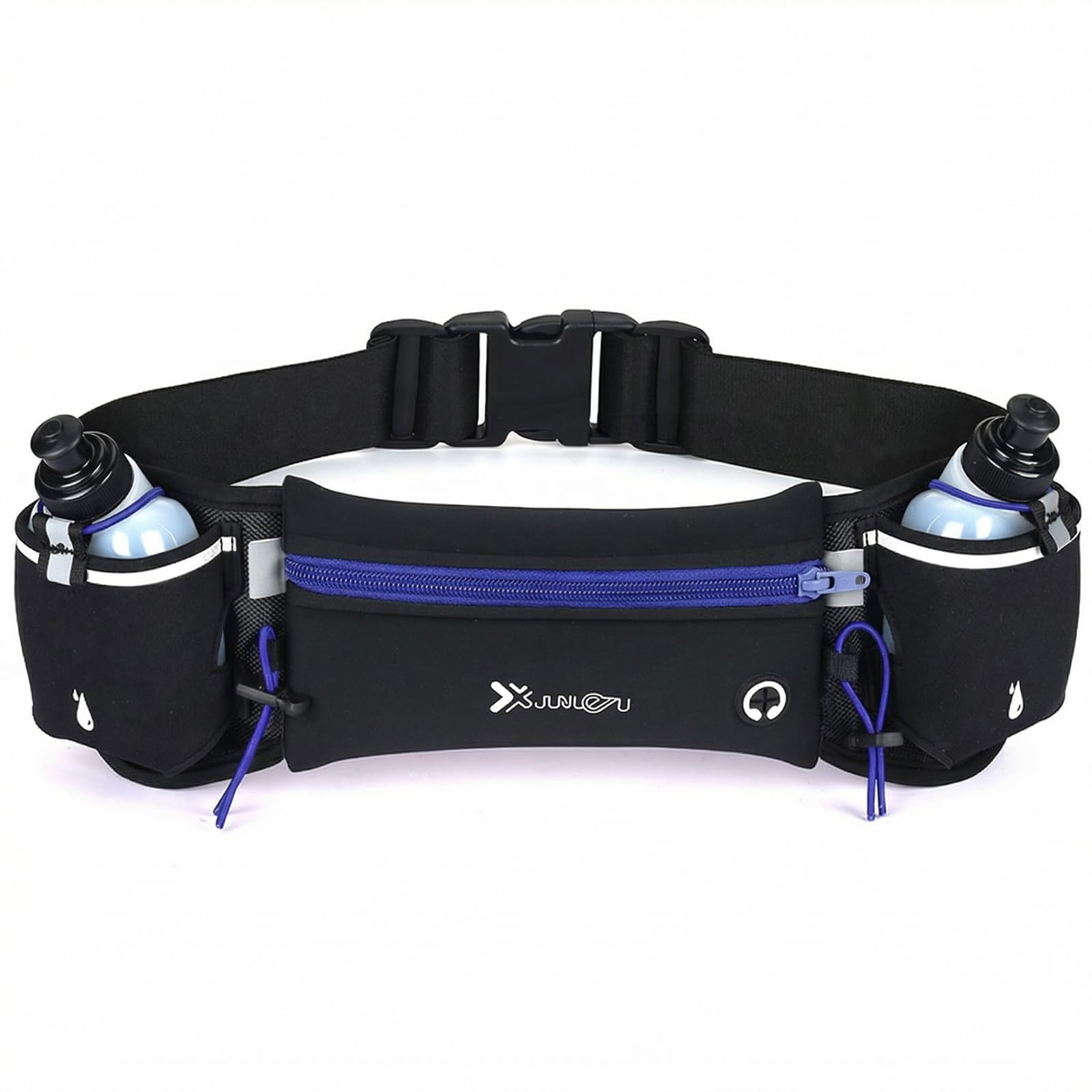 Running Belt with Water Bottles (2 x 175ML), Hydration Belt for Men and Women, Water Bottle Holder Running Pouch Belt, Fanny Pack Fits 7 inches Phones, Waist Pack for Running Hiking Climbing (Blue) โ image 1