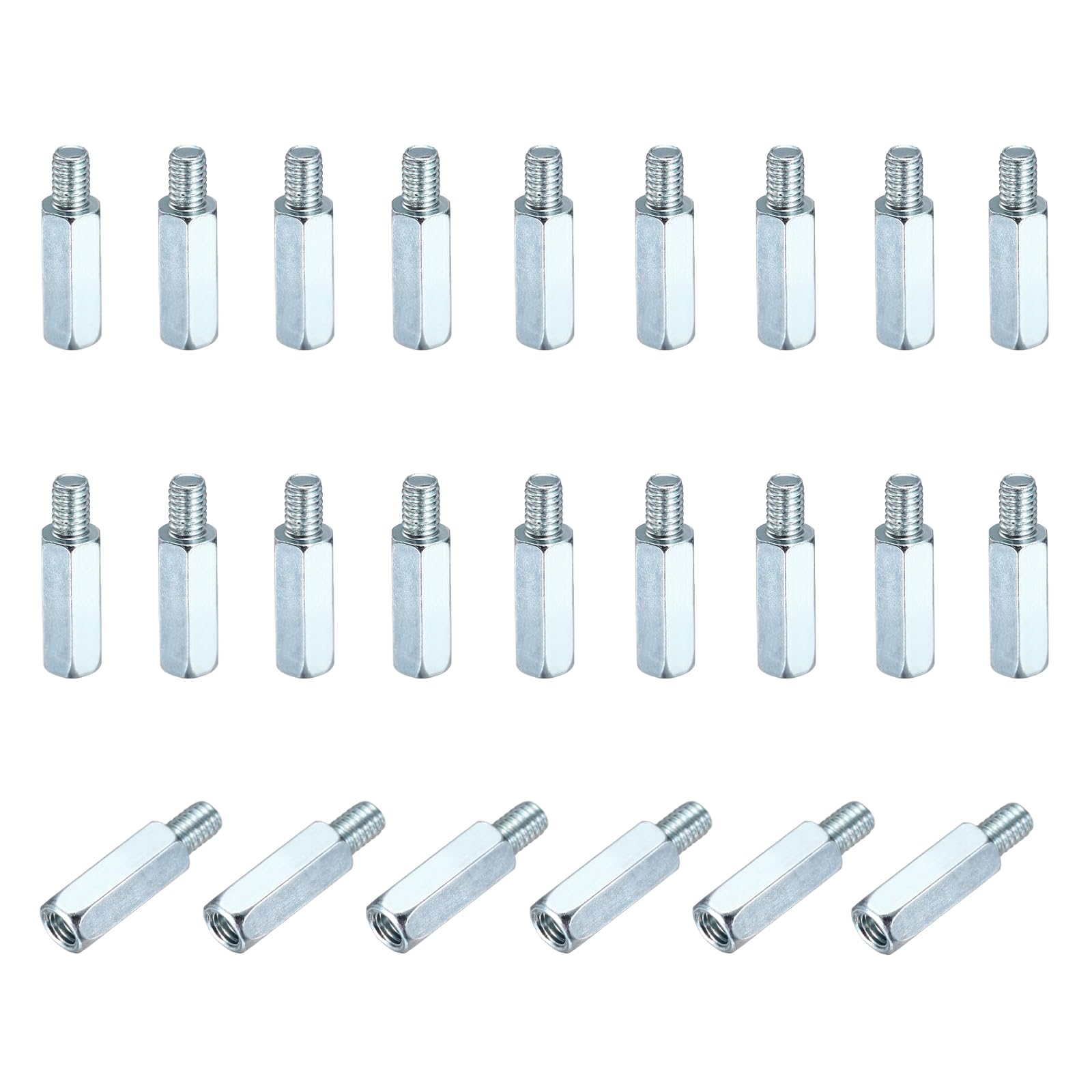 PATIKIL 48pcs M4x15mm+6mm Male Female Hex Standoff, Zinc Plated Iron PCB Motherboard Spacer Standoffs for Computer Cases Circuit Boards FPV Drone Quadcopter, Silver