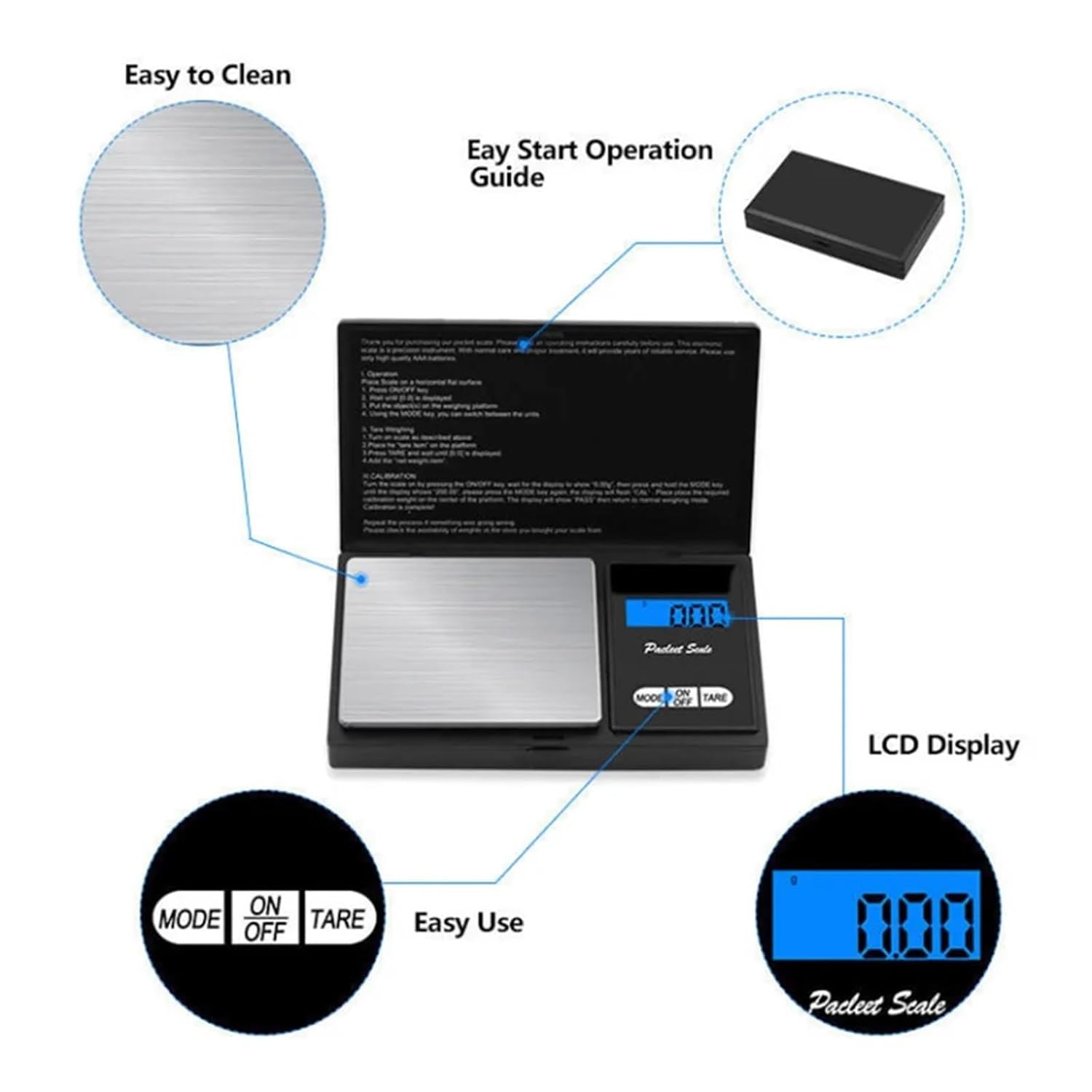 Digital Jewelry Gold Balance Weight Gram Pocket Scale LCD Display High Prec Kitchen 0.01g Accuracy(0.01g 500g)