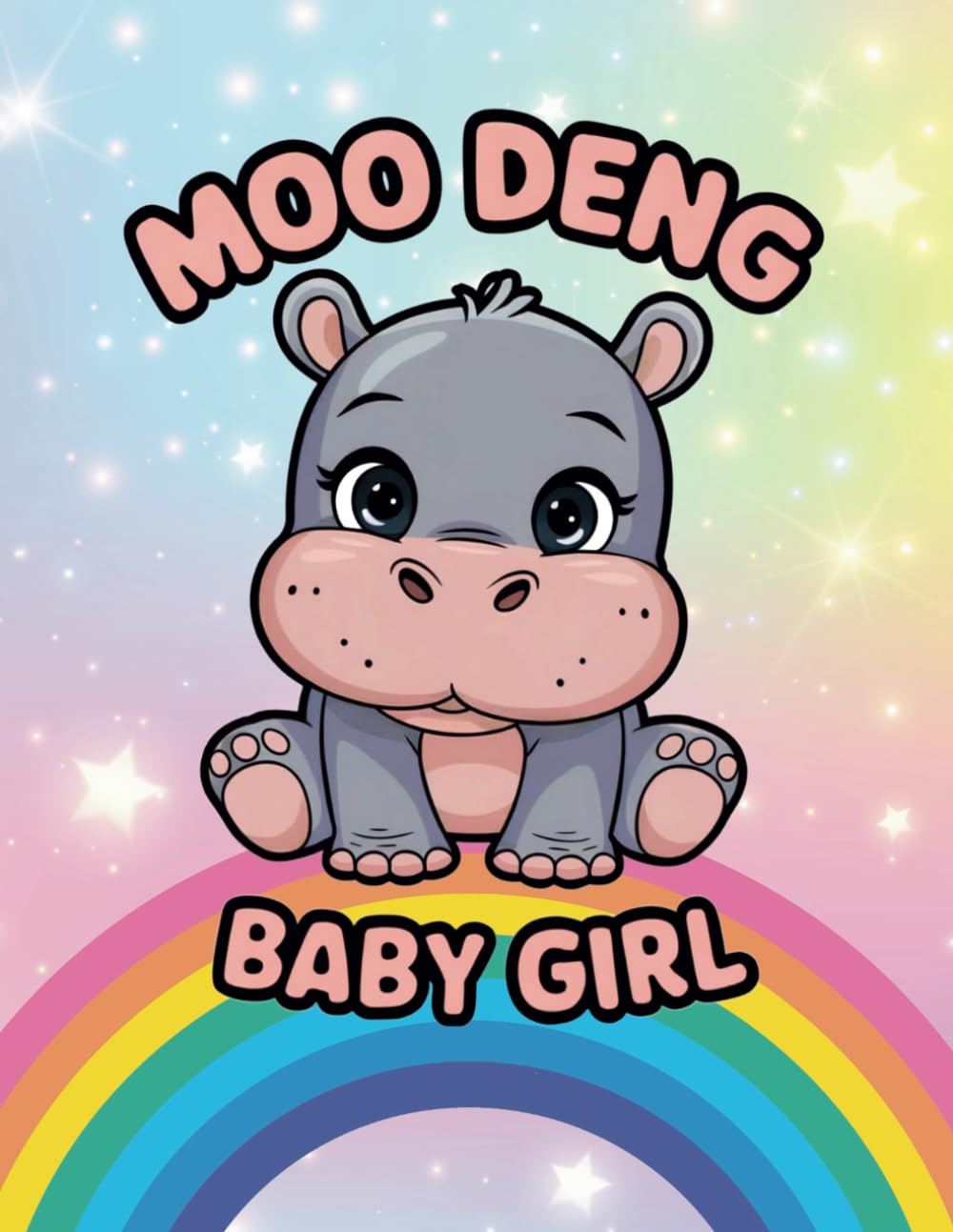 Moo Deng Hippo Baby Coloring Book Cute Hippo: Gift for Moo Deng Fan , Hippo Lovers