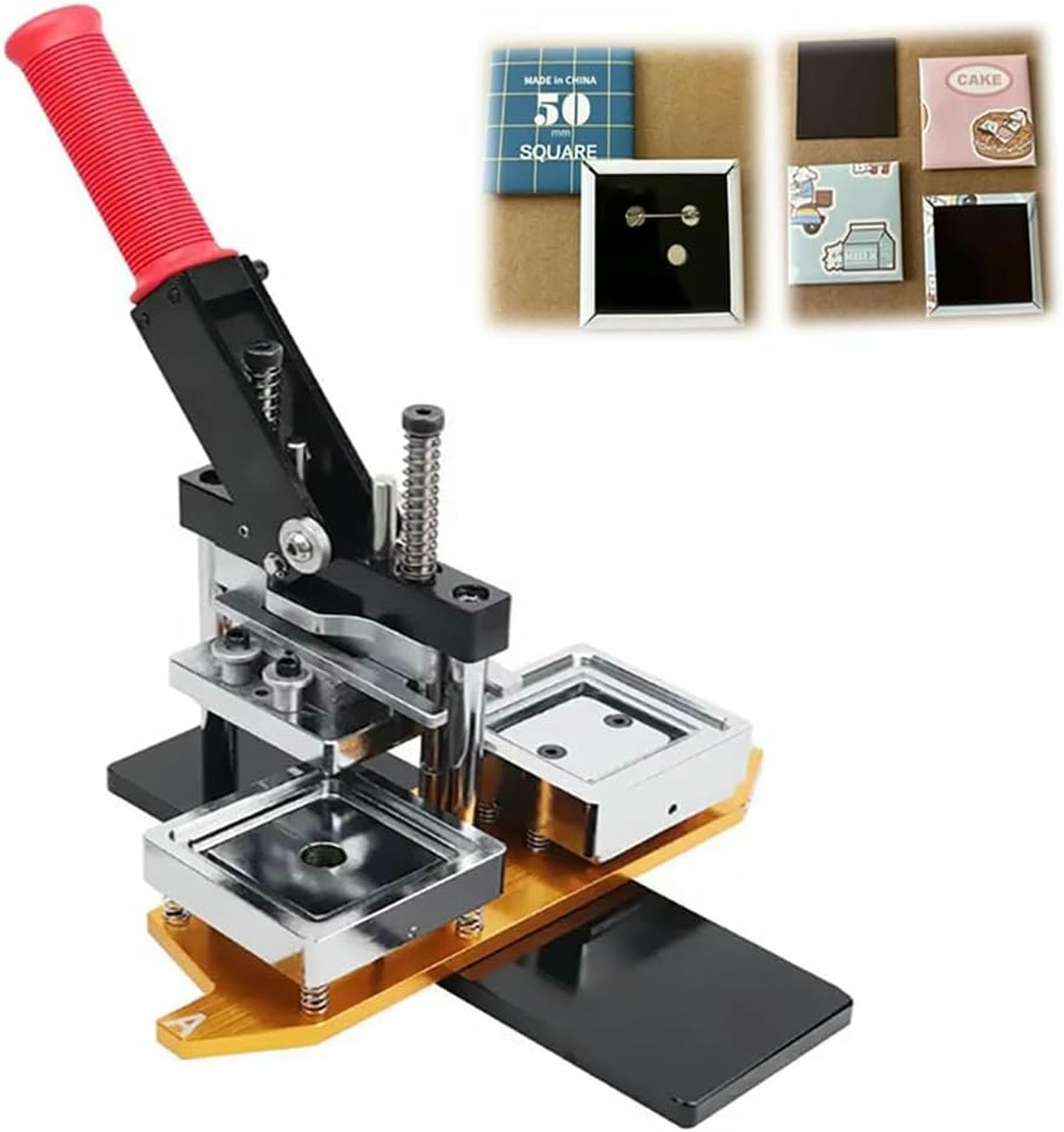 JKJZSALJ Badge Maker Machine,Diy Fridge Magnets Pin Maker Machine,63.5 * 63.5Mm Button Badge Maker,Photo Magnet Machine Used To Decorate Refrigerators,Any Iron Furniture