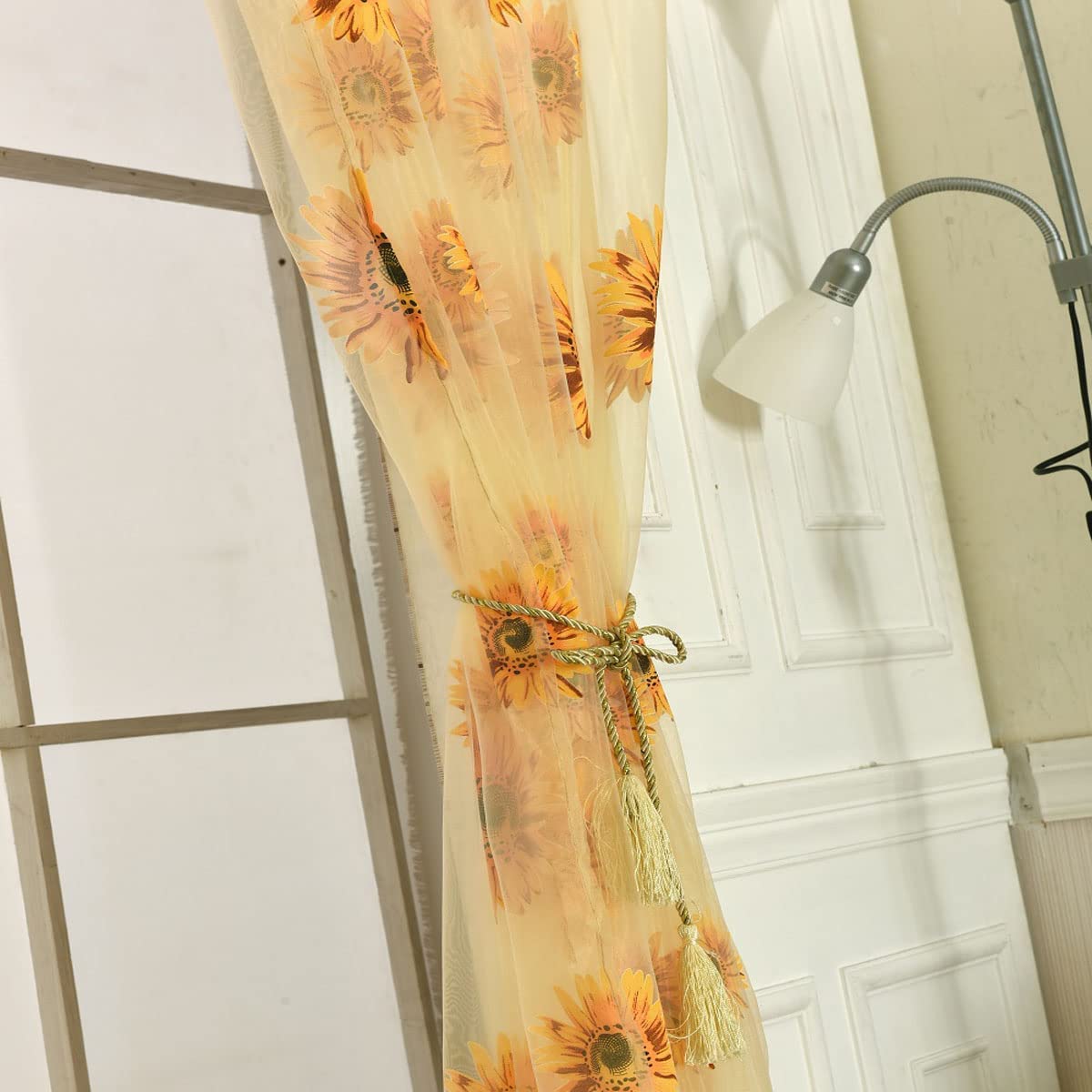 Tende Con Girasoli E Farfalle – 2 Pannelli 106,7x114,3 Cm – Per Camera Da Letto, Soggiorno, Cucina