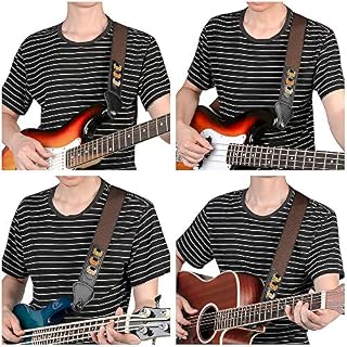 BestSounds Sangle de guitare 100 % coton, 3 logements de médiators, pour guitares basse et électriques marron - Les Beatles, Paul McCartney, John Lennon, RIngo Starr, George Harrison BestSounds Sangle de guitare 100 % coton, 3 logements de médiators, pour guitares basse et électriques marron – Image 5
