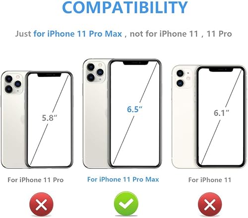 Miniatura 2 de Funda tipo cartera para iPhone 11 Pro Max con tarjetero y ranuras para tarjetas, doble cierre magnético y funda duradera a prueba de golpes para