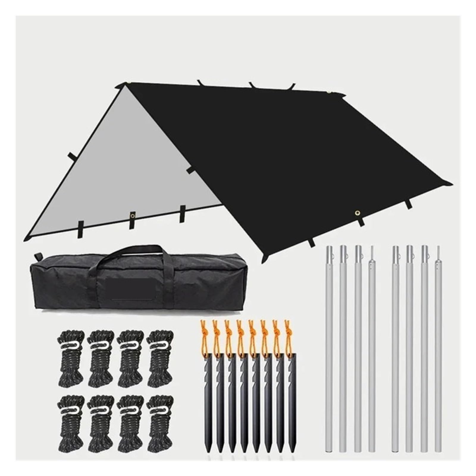 Tent tarp 19 Hang Point Tarp Waterpoof Survival Bushcraft Sun Shelter Beach Shade Tent Outdoor Canopy Backpacking Tourist 4x4 3x3meters(Black stlye 3,3X3meter)