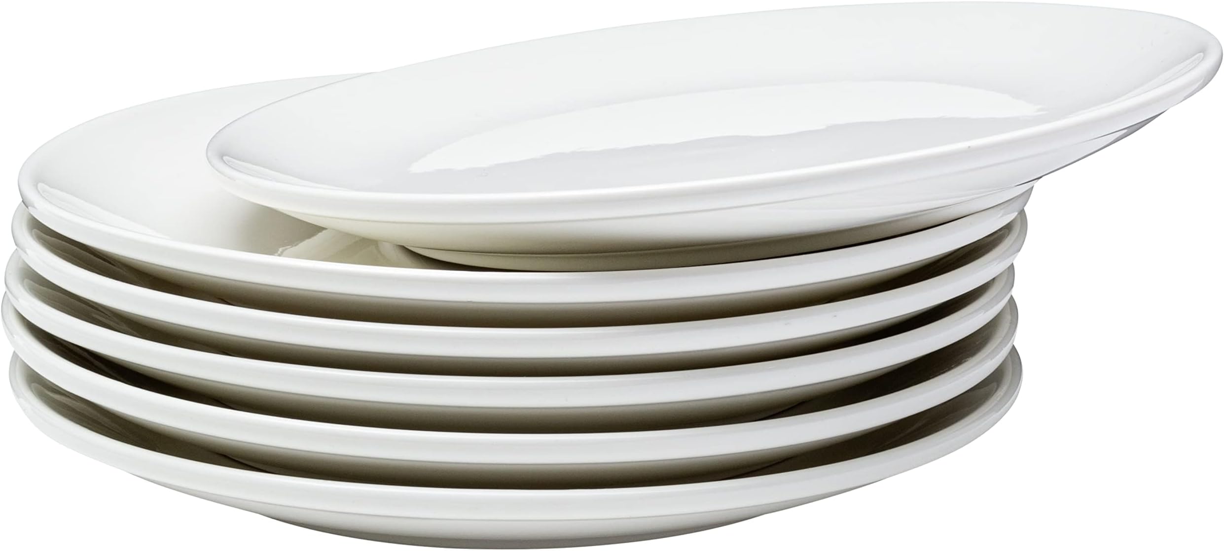 Vikko Dinner Plate, Set of 6 White Plates, Fine Porcelain, Stackable 9 Inch Dinner Plates, Dishwasher Safe