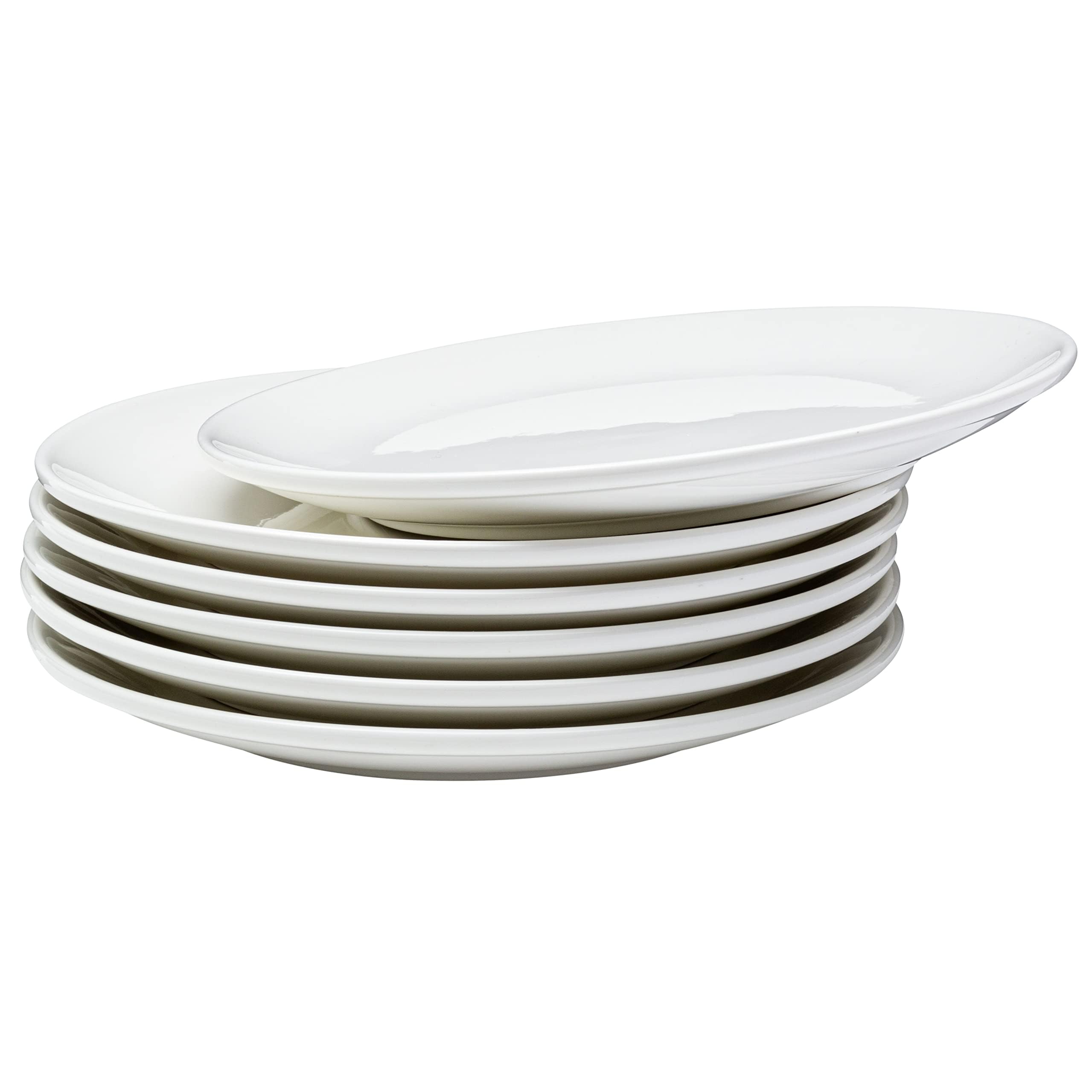 Vikko Dinner Plate, Set of 6 White Plates, 9 Inch Ceramic Dinner Plates Set, Stackable Dinner Plates for Every Day and Special Occasion, Restaurant Style, Dishwasher Safe, Microwave Safe