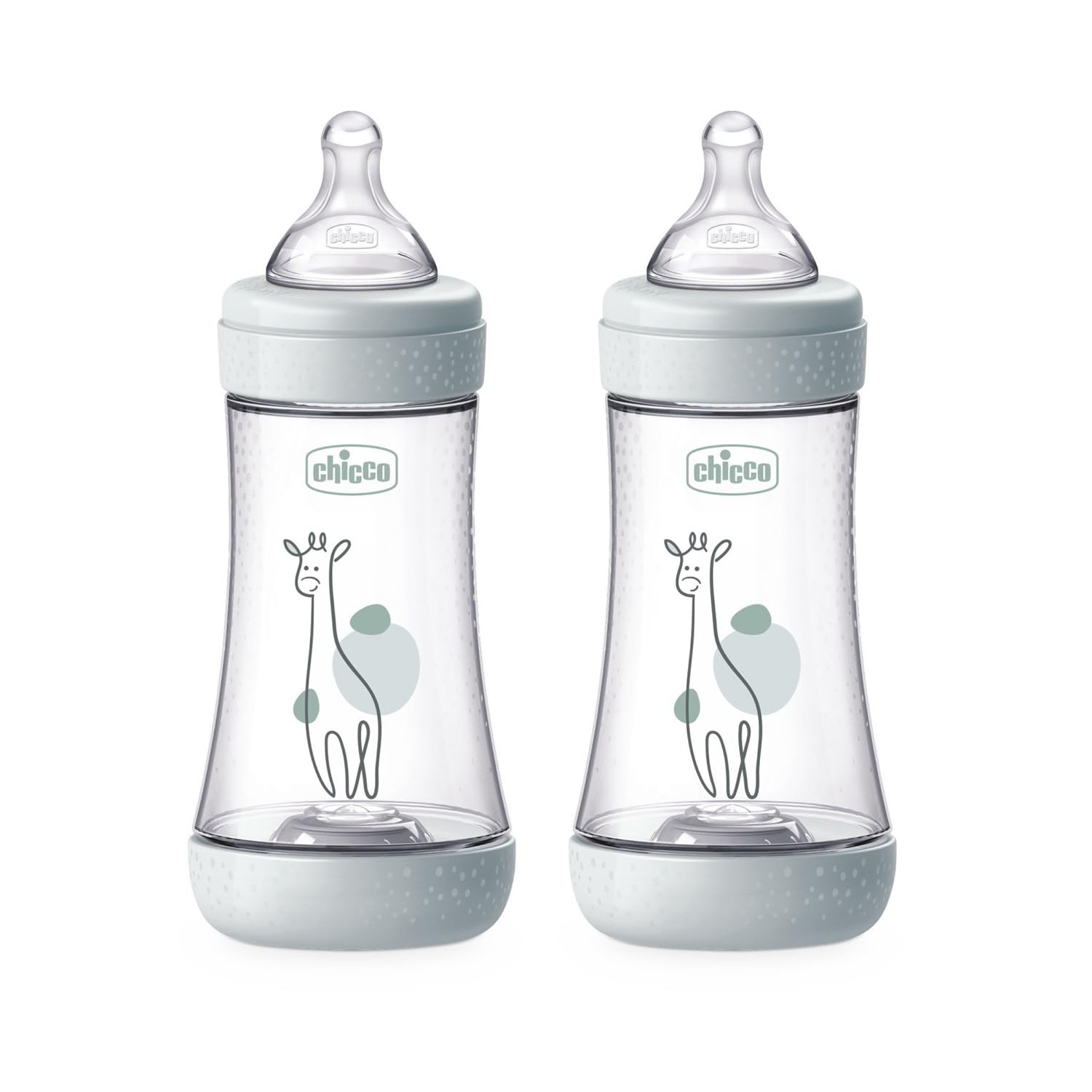 Chicco PERFECT 5 2 Biberón anticólicos de 300 ml, Doble biberón de flujo rápido para mayores de 4 meses con tetina de silicona suave,biberón similar al pecho materno,biberón para lactancia mixta, gris — view 6