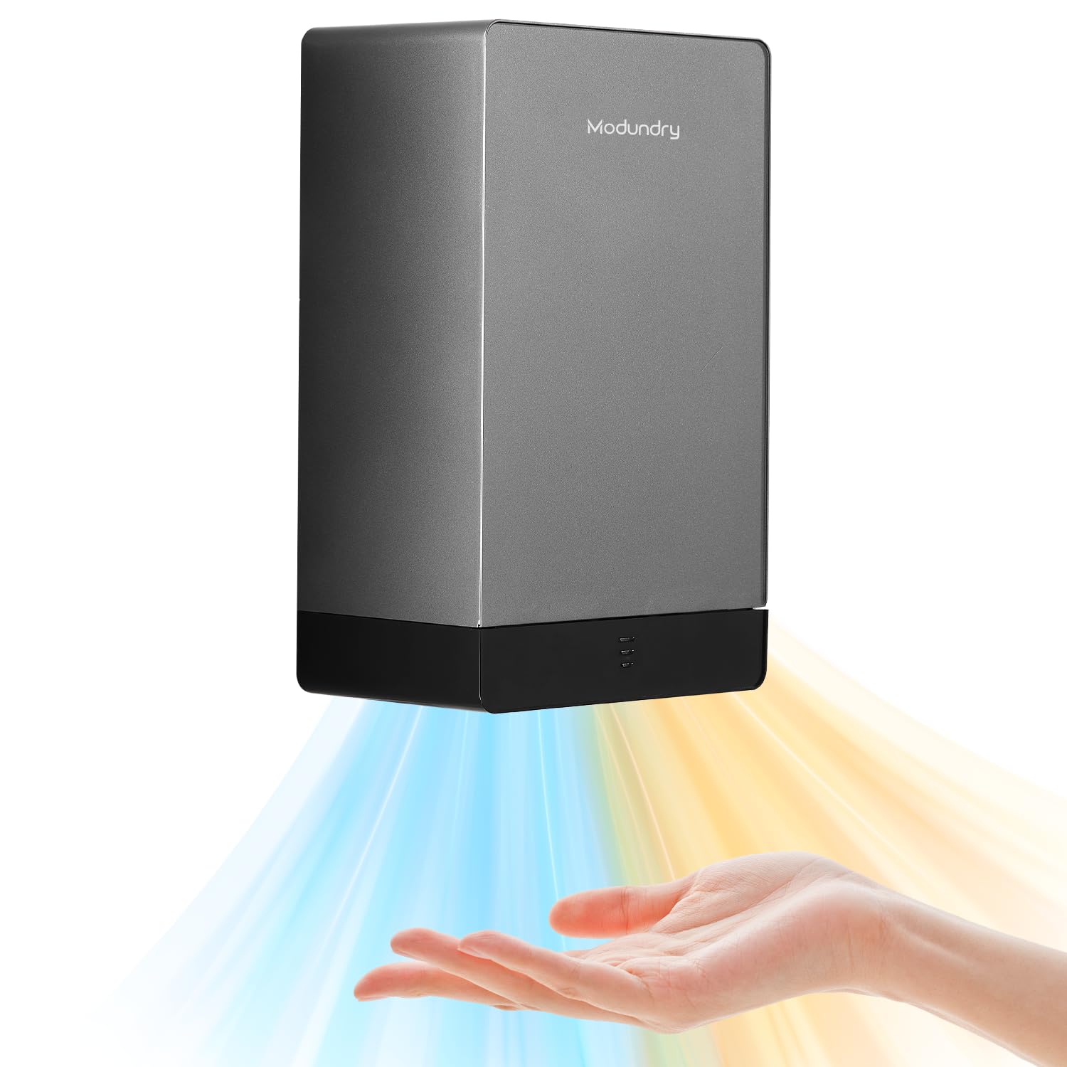 Modundry Compact Hand Dryer for Bathrooms Commercial, Automatic High Speed Warm Wind Hand Dryer,Low Noise,Electric Hand Dryer for Home Restrooms,Easy Installation,Dark Grey