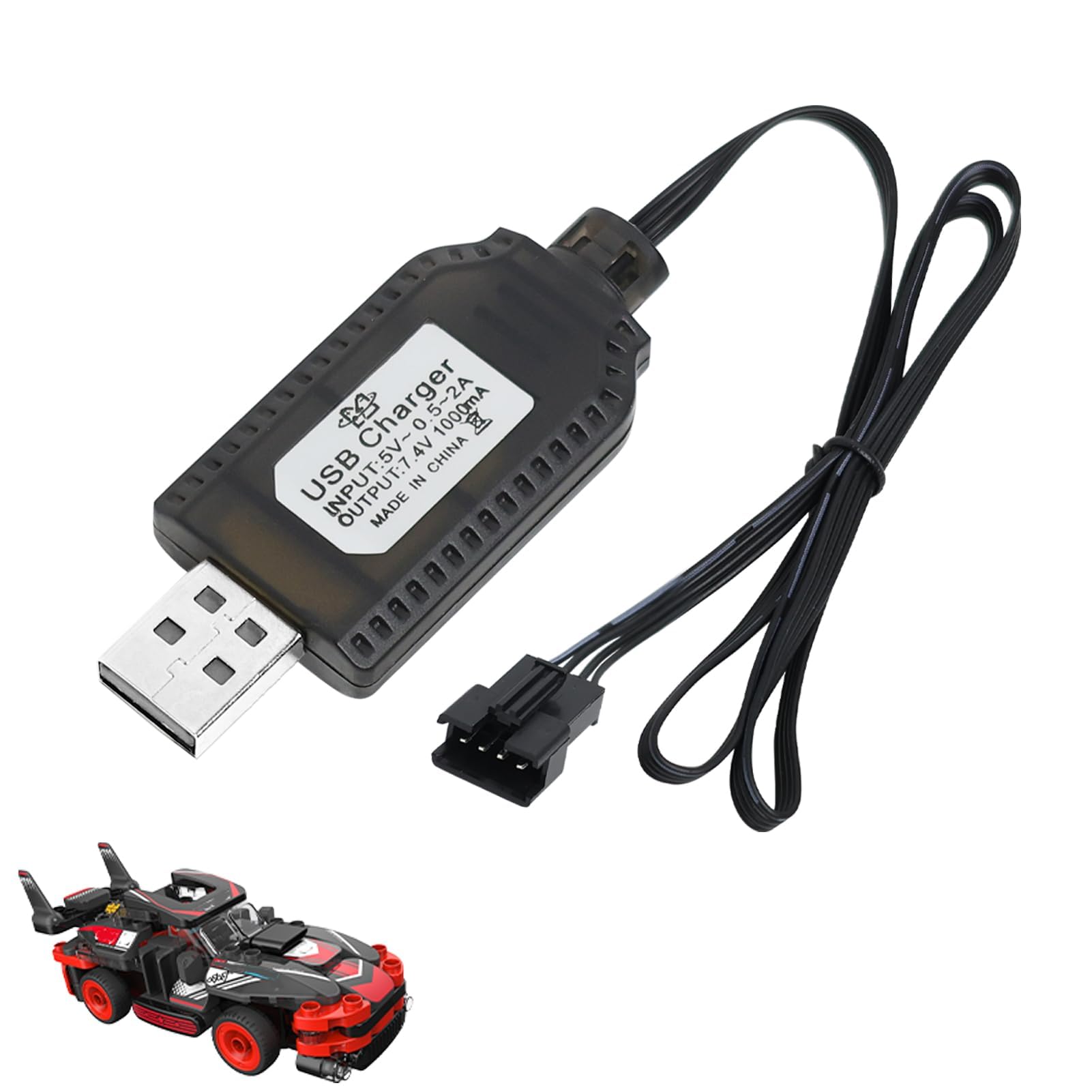 7,4 V USB-Ladekabel Mit SM-3P-Stecker – Für RC-Autos, Drohnen & Spielzeug | Mit LED-Ladeanzeige & Schutzschaltung