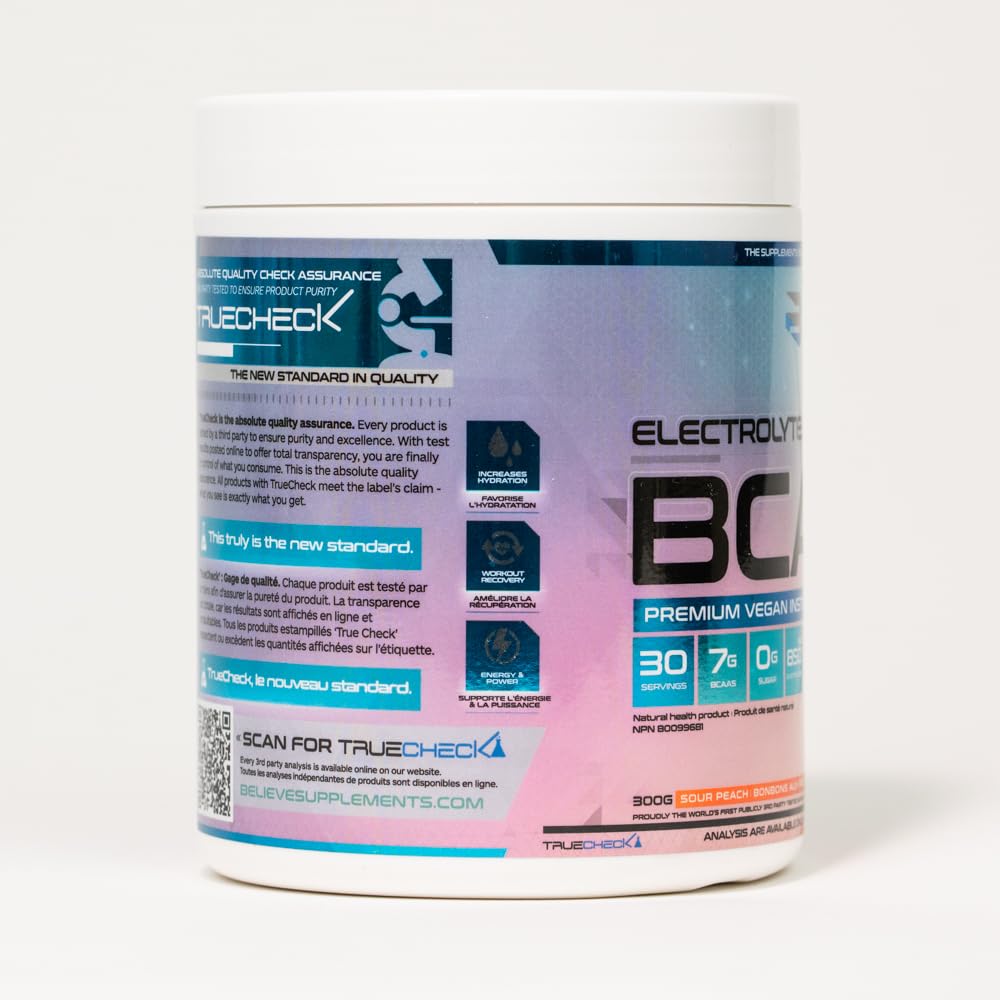 Believe Supplements BCAA + Electrolytes | Branched Chain Amino Acid Powder & Electrolyte Hydration Drink Mix | Hydration, Endurance & Recovery Support