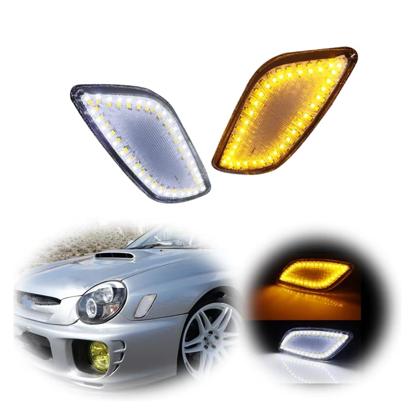 Indicatore Laterale Per Subaru Per Impreza Per RS ​​Per TS 2002 2003 Ambra LED Indicatore Laterale Anteriore Direzione Con Luci Guida Bianche Indicatore Direzione Auto