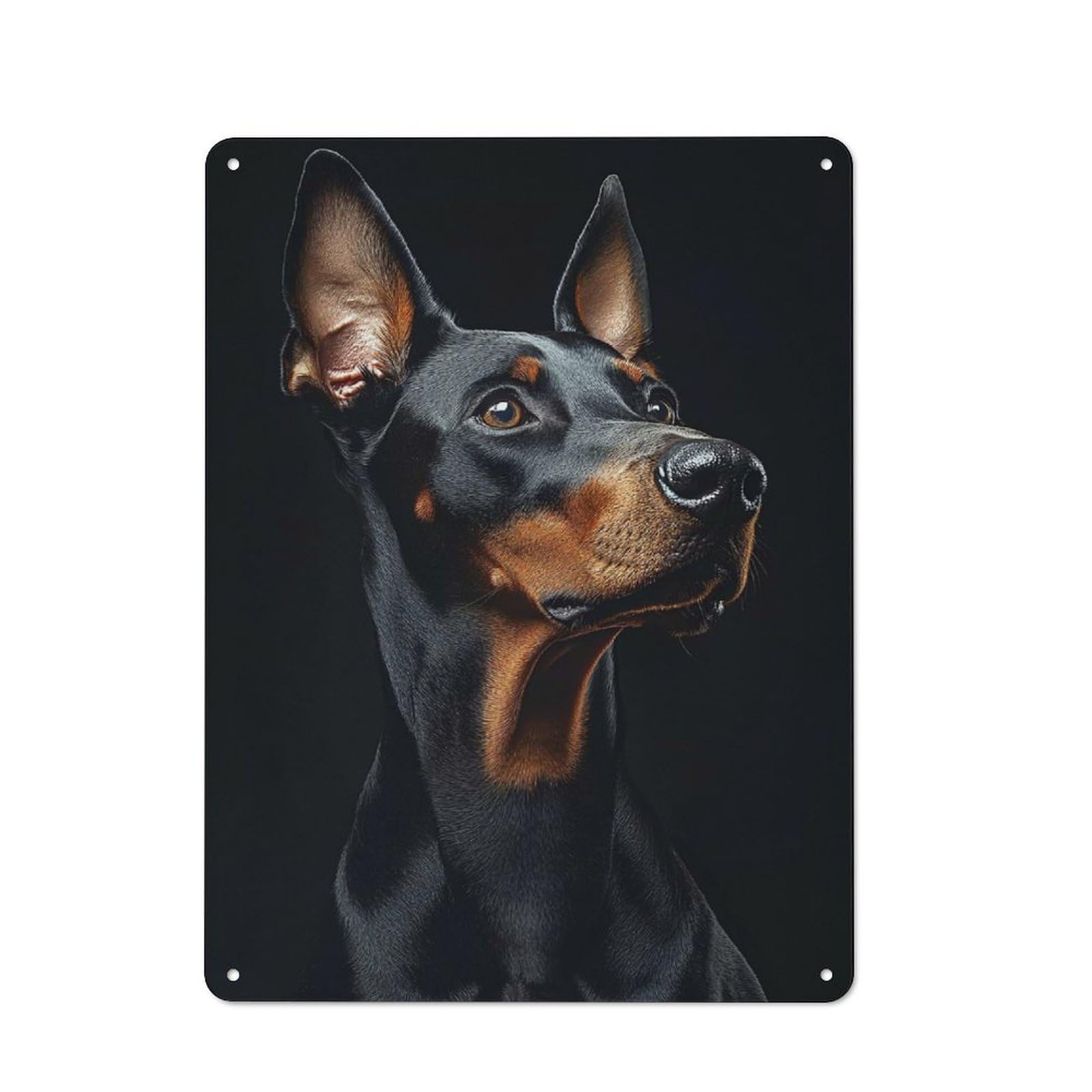 Junmoney Style-11 Retro Metal Wall Sign 40X30cm Featuring Doberman Pinscher Portrait On Black Background For Garage Wall, For Garage, Workshop And Man Cave Decoration