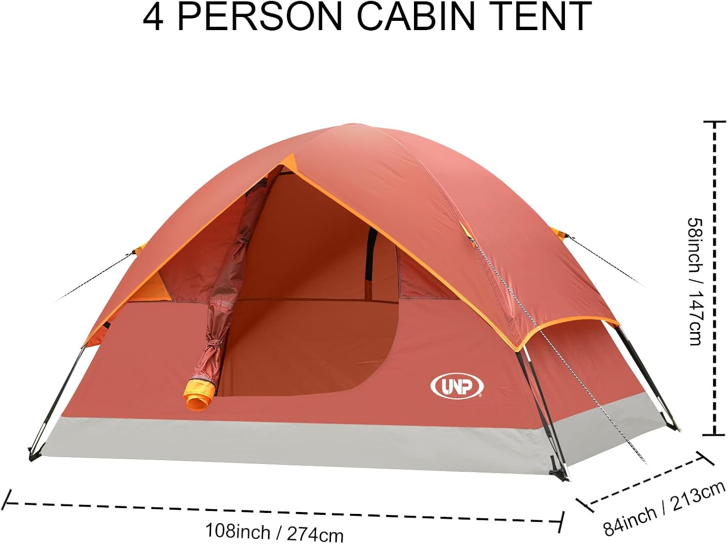 unp 6 Person 4 Season Dome Tent, Easy to Set Up for Camping & Hiking, Lightweight & Portable, Green