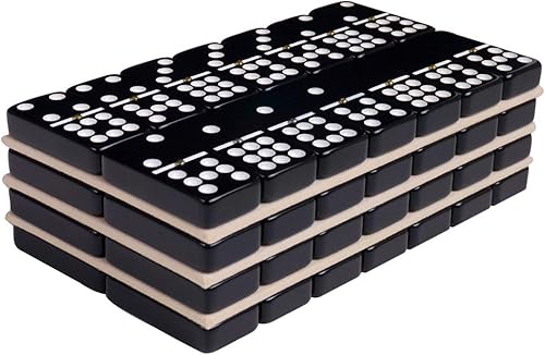 Miniatura 4 de Silverman & Co. Juego de dominó negro doble 9 grande - Estuche rojo