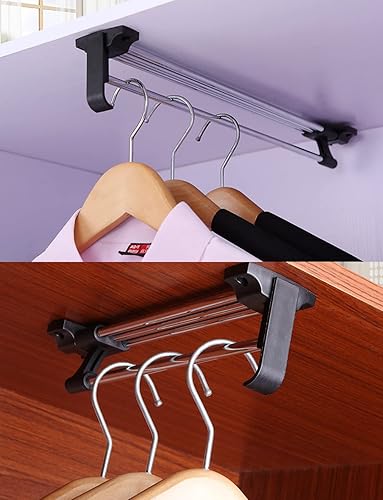 Vista 21 de Riel de suspensión extraíble para armario, barra telescópica para armario extraíble con tornillos de montaje montada en la parte superior